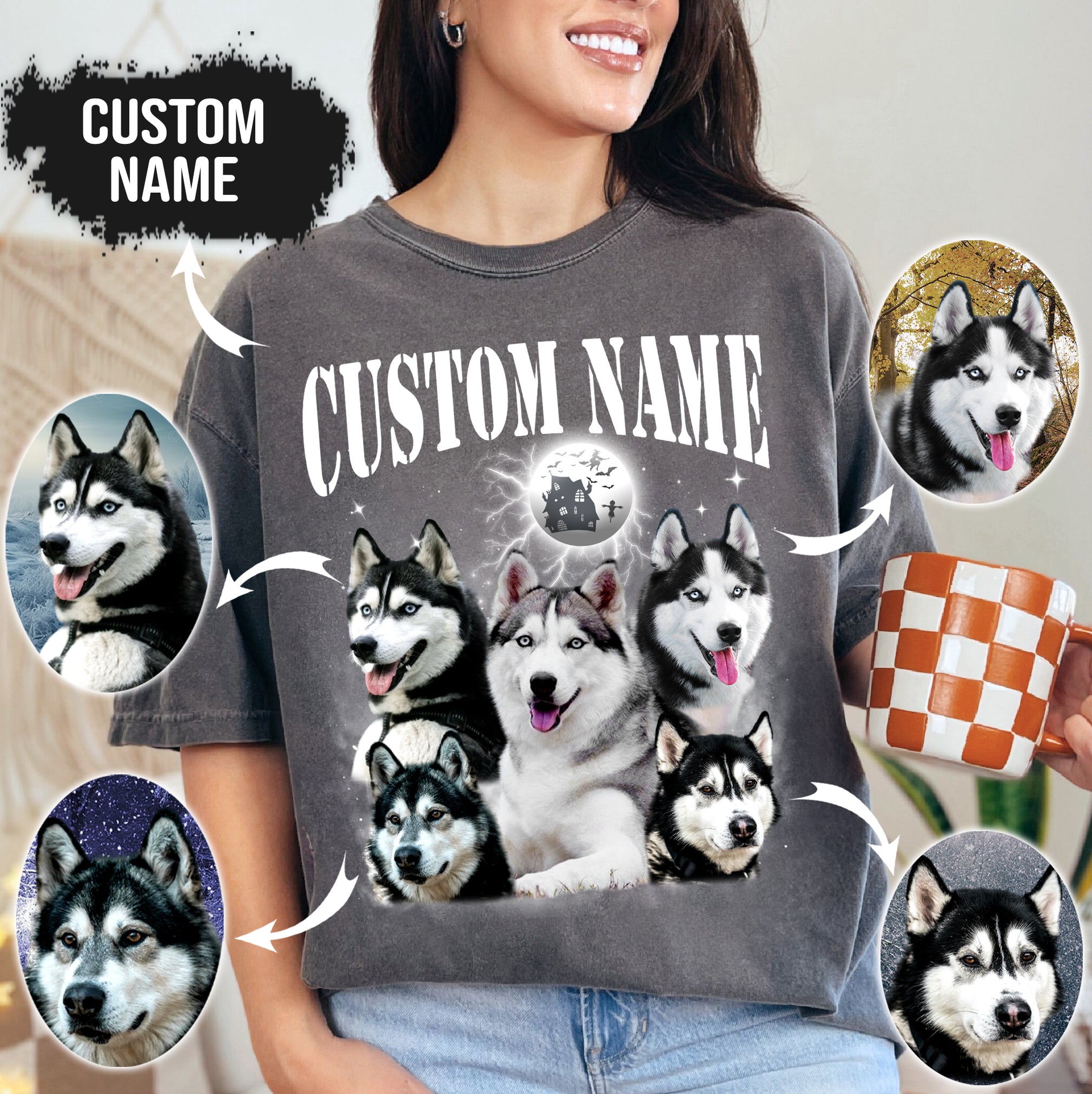 Custom Dog Face Shirt – Halloween Pet Portrait Comfort Tee