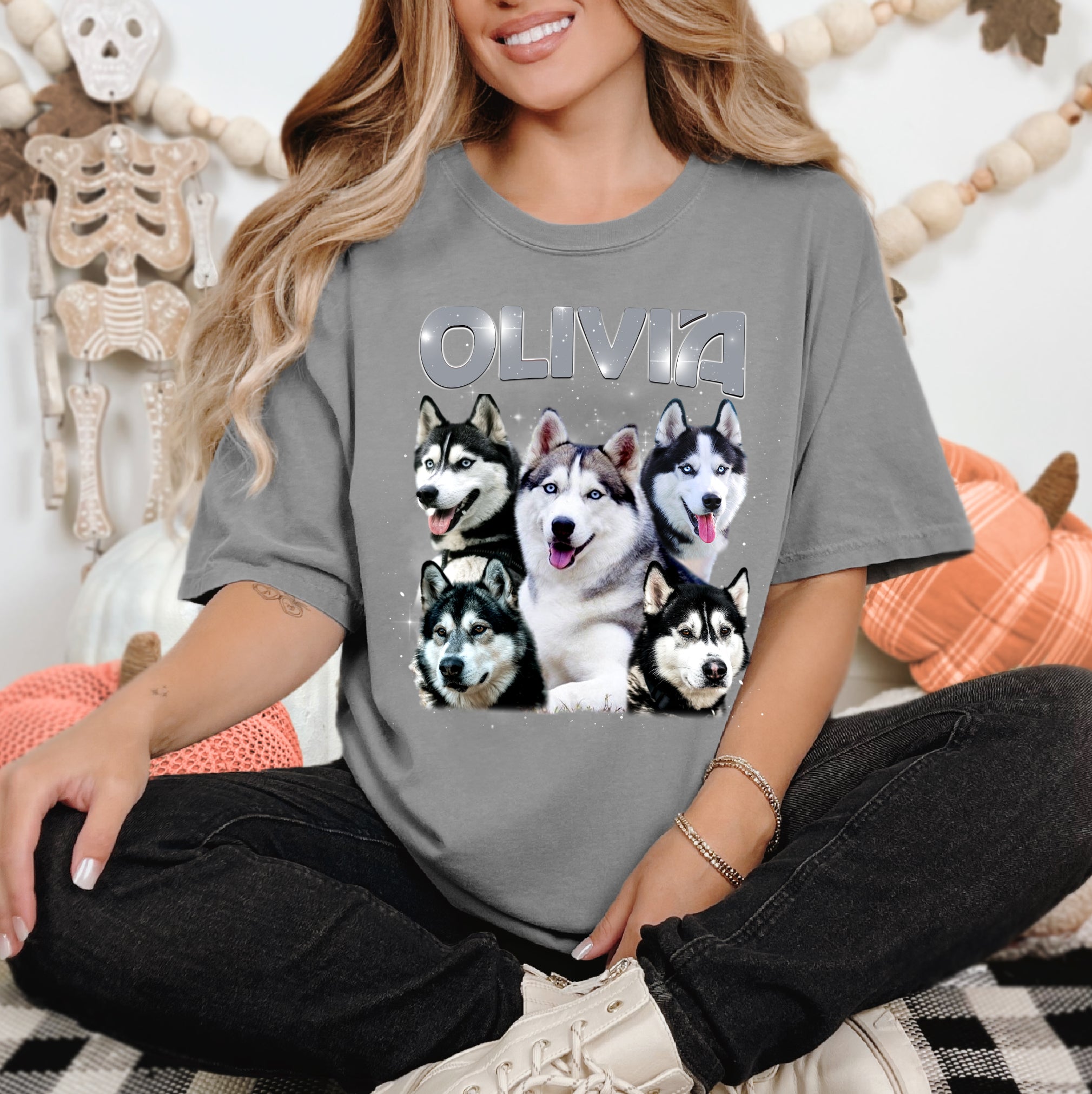 Custom Dog Face Shirt – Comfort Colors Pet Lover Tee with Your Dog’s Photo & Name