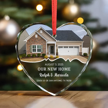 Personalized New Home Ornament – Custom House Photo & Address Keepsake