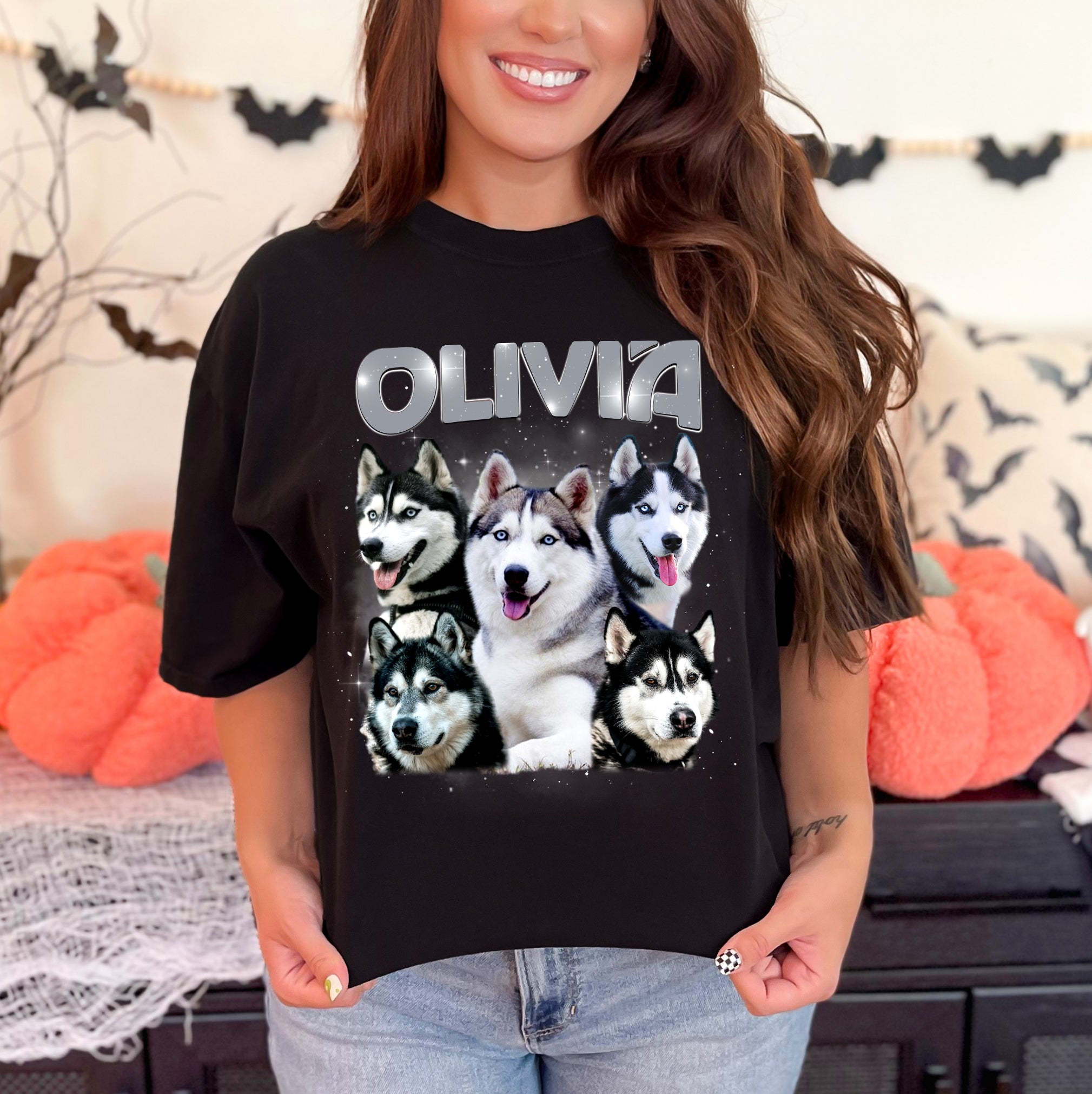 Custom Dog Face Shirt – Comfort Colors Pet Lover Tee with Your Dog’s Photo & Name
