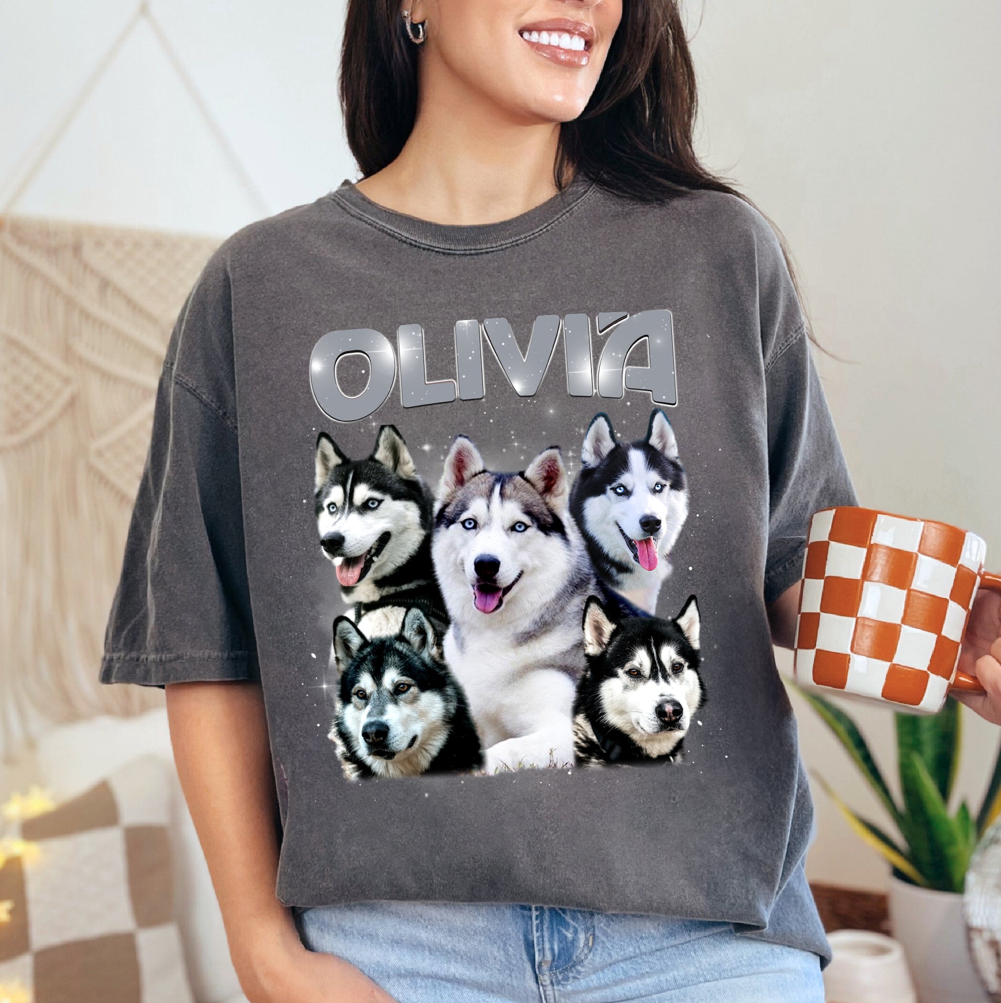 Custom Dog Face Shirt – Comfort Colors Pet Lover Tee with Your Dog’s Photo & Name