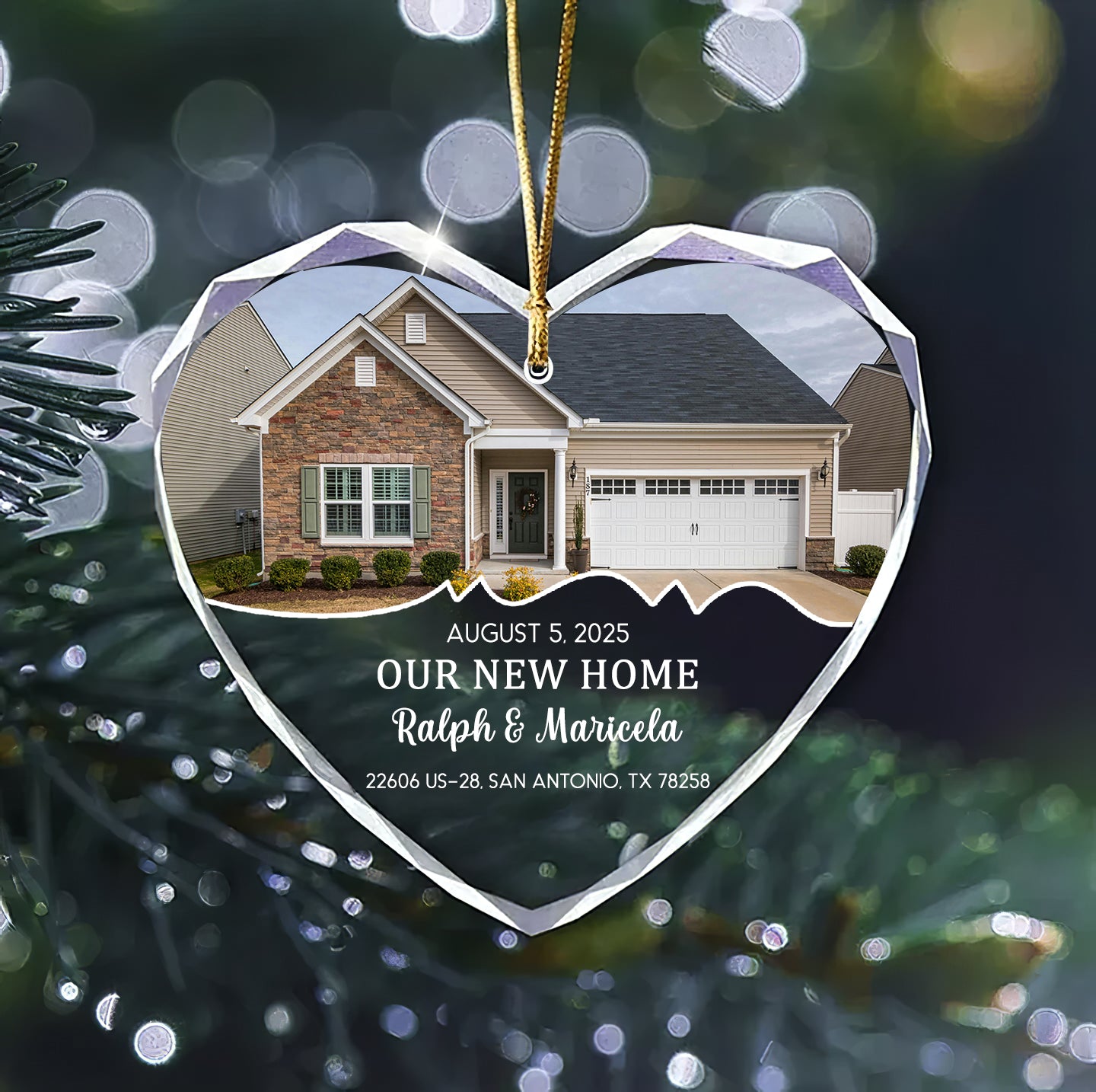 Personalized New Home Ornament – Custom House Photo & Address Keepsake