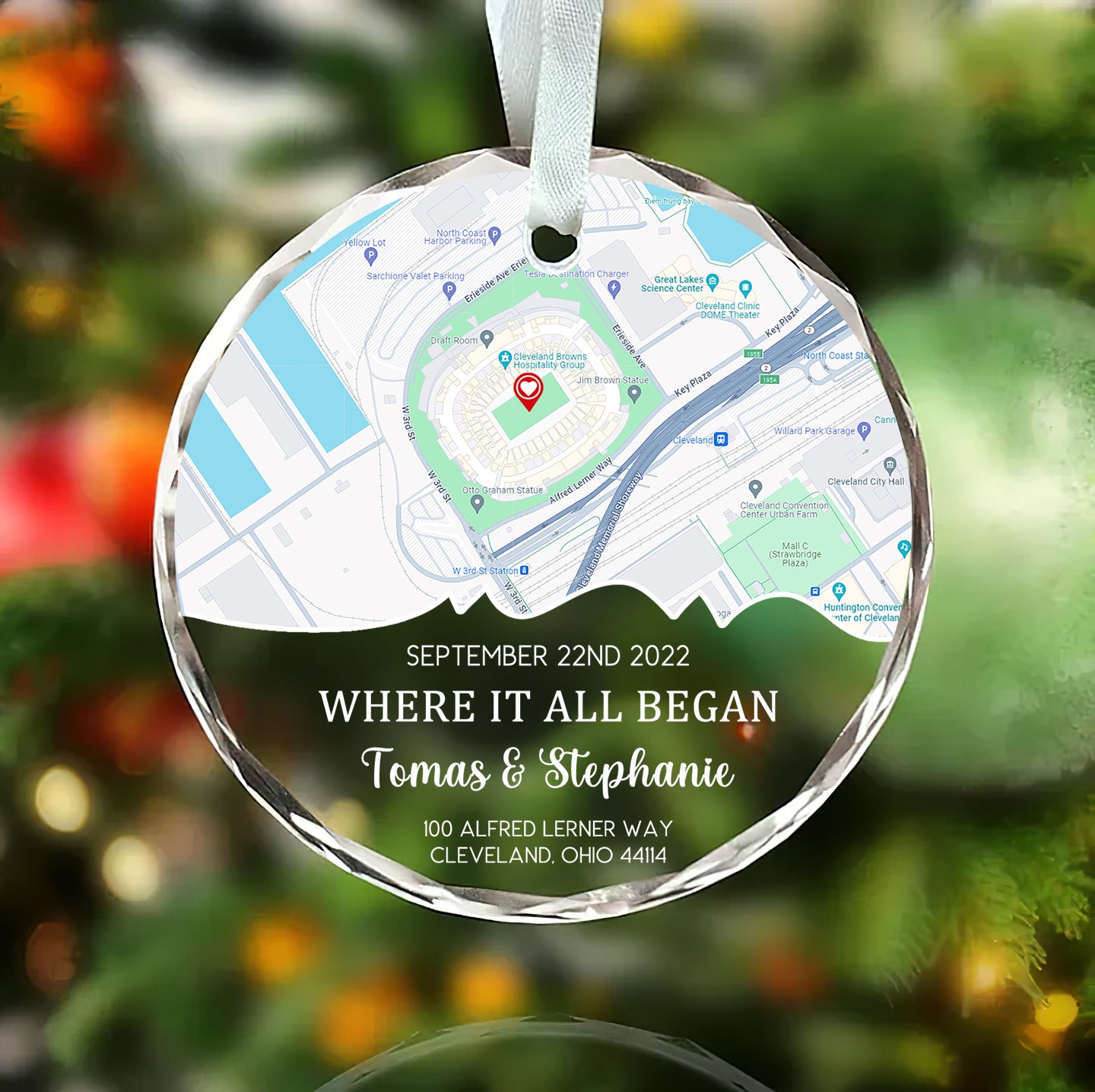 Personalized “Where It All Began” Map Ornament – Custom Couple Location Keepsake