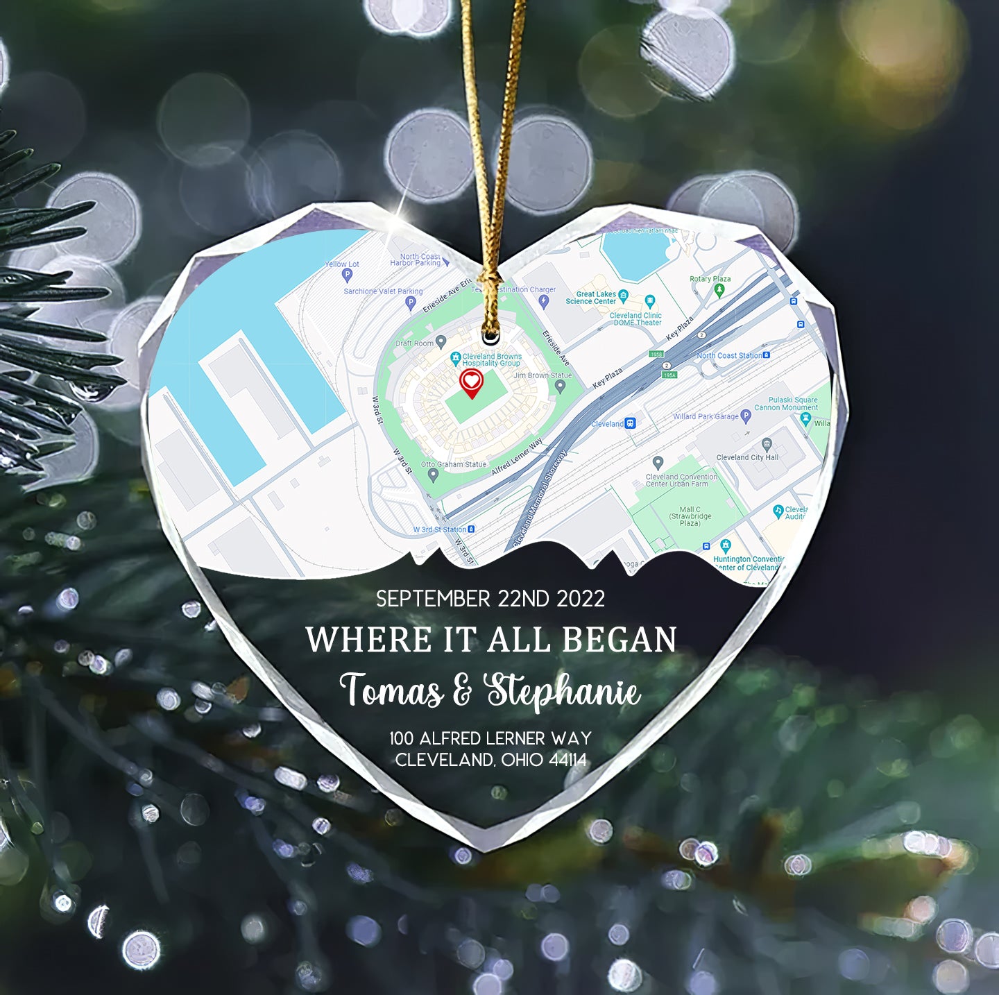 Personalized “Where It All Began” Map Ornament – Custom Couple Location Keepsake