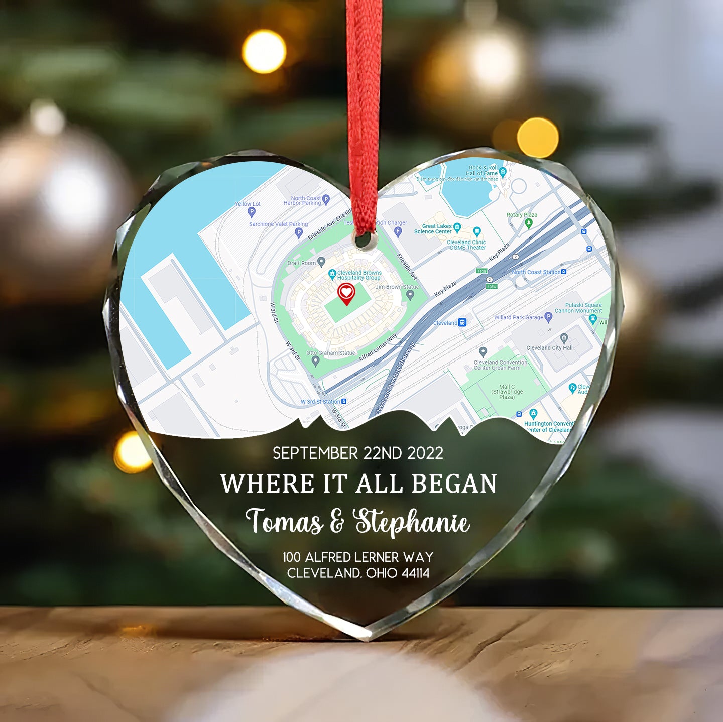 Personalized “Where It All Began” Map Ornament – Custom Couple Location Keepsake