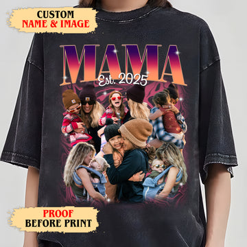 Personalized Gift for Mom – Custom Mama Est. Shirt with Kids’ Photos