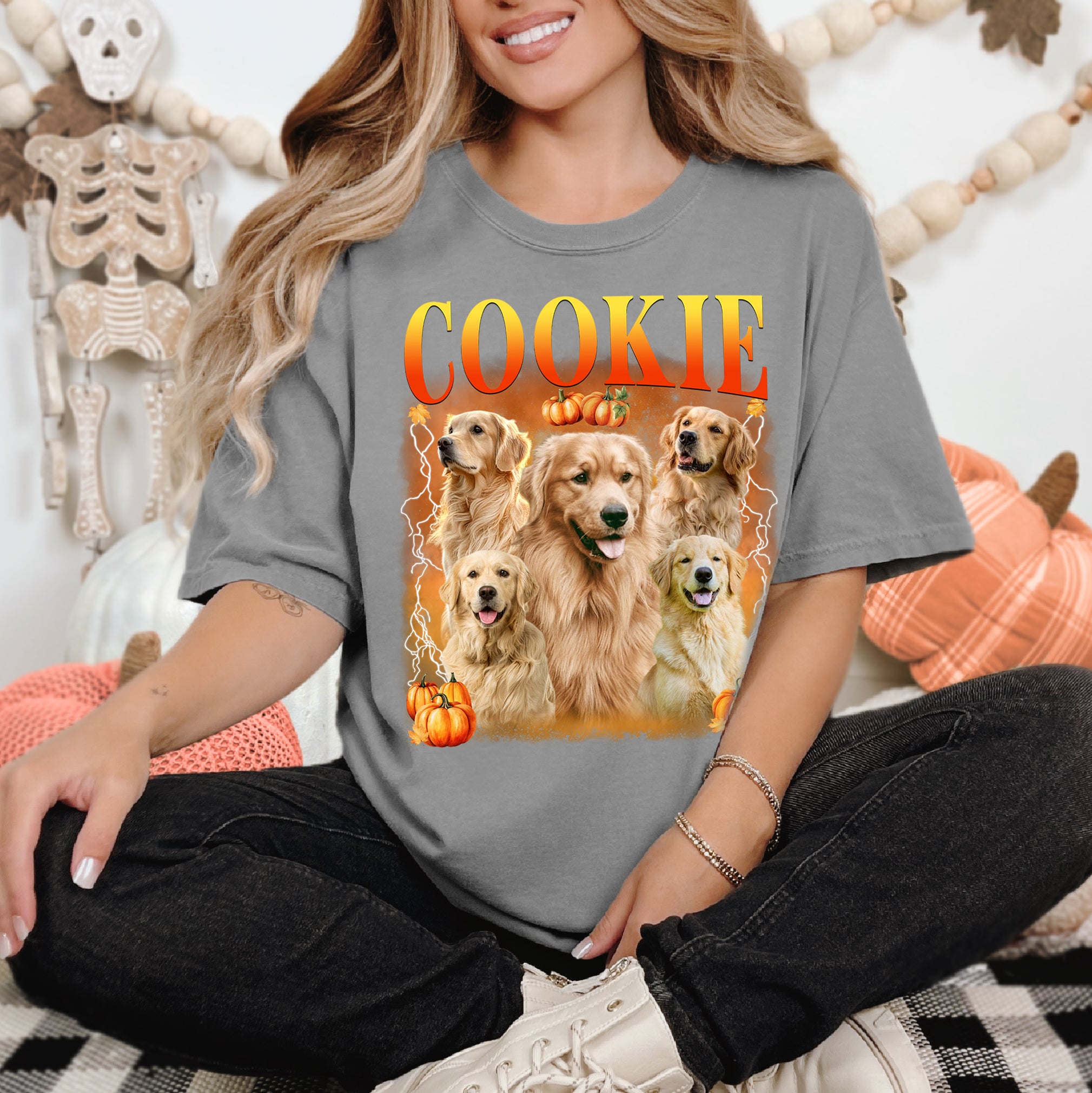 Custom Halloween Shirt With Dog's Face – Custom Pet Face Pumpkin Collage