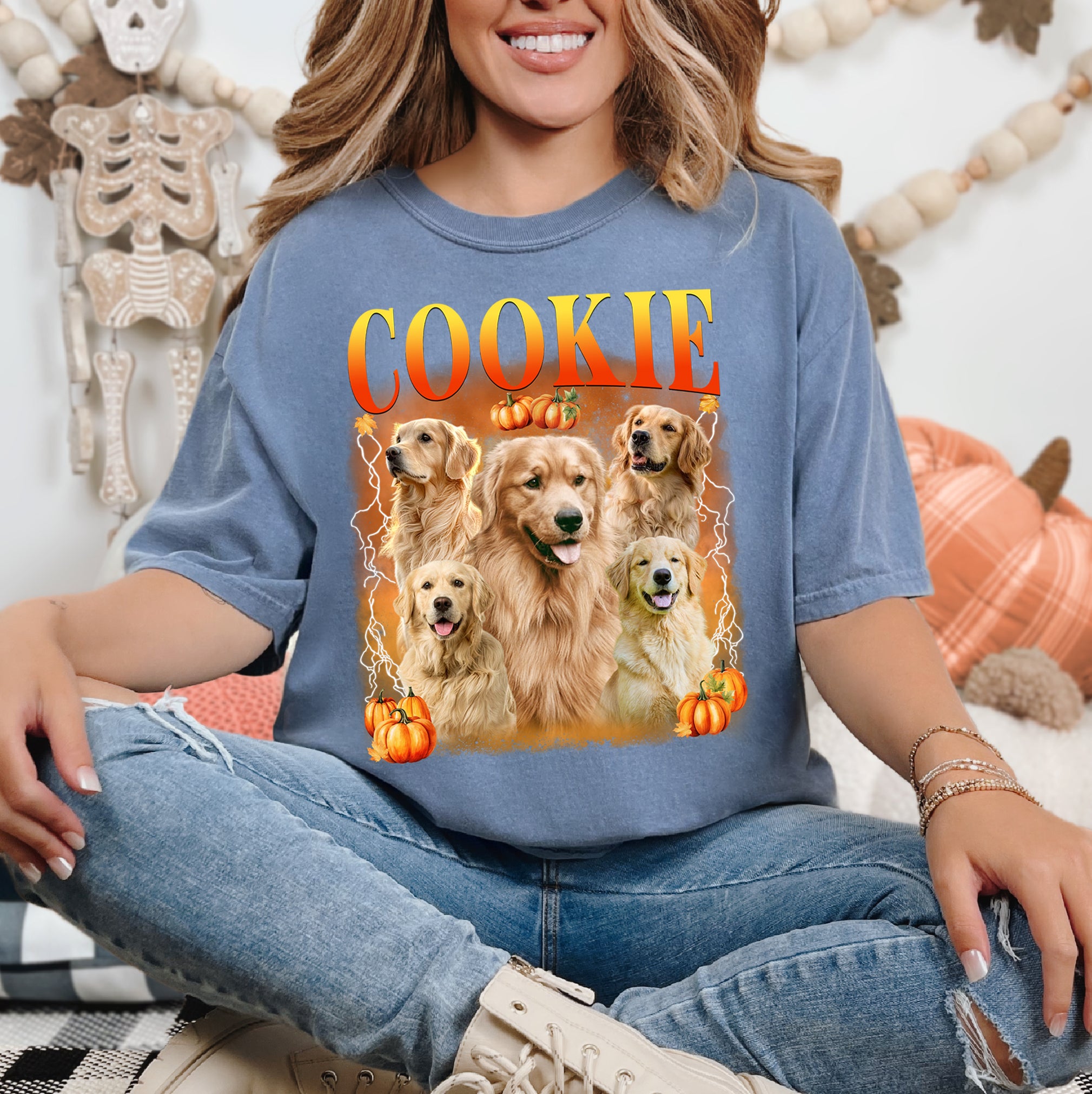 Custom Halloween Shirt With Dog's Face – Custom Pet Face Pumpkin Collage