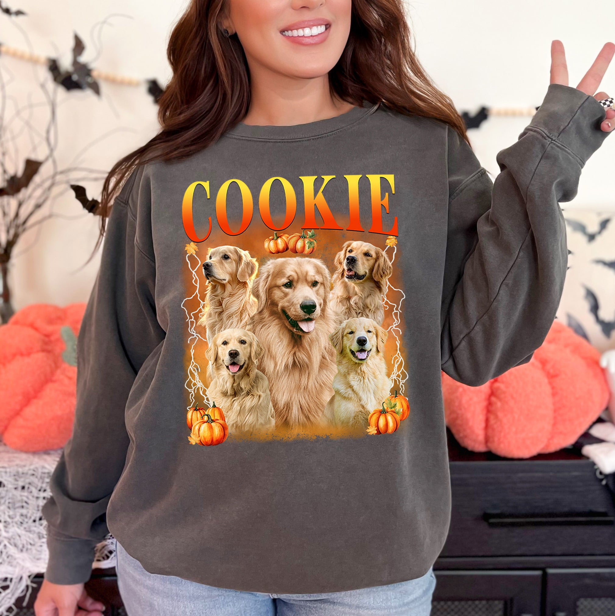Custom Halloween Shirt With Dog's Face – Custom Pet Face Pumpkin Collage