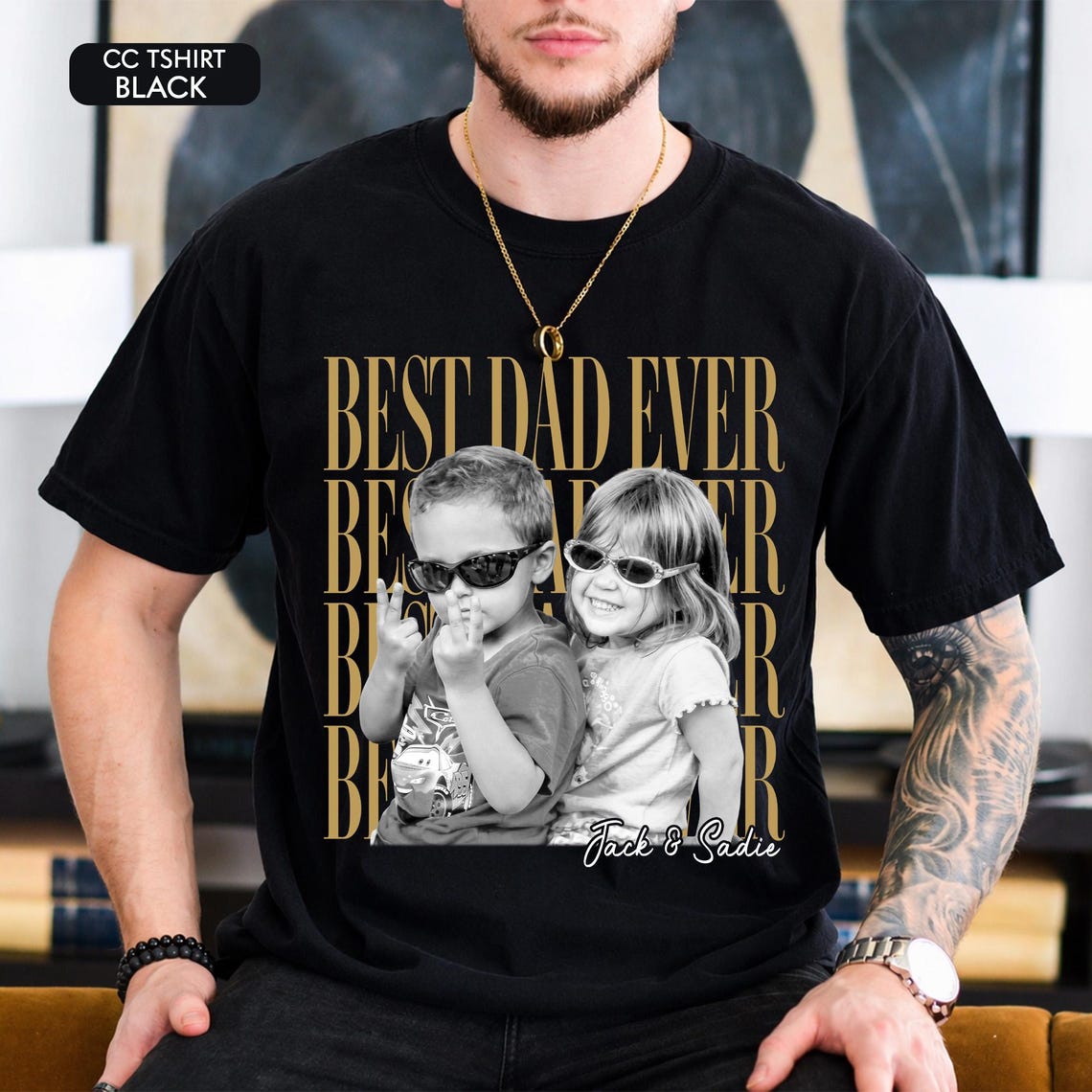 Custom Dad Vintage Photo Shirt: Personalized Fathers Day Shirt With Kids Photo, Funny Dad Shirt, Best Dad Ever Shirt