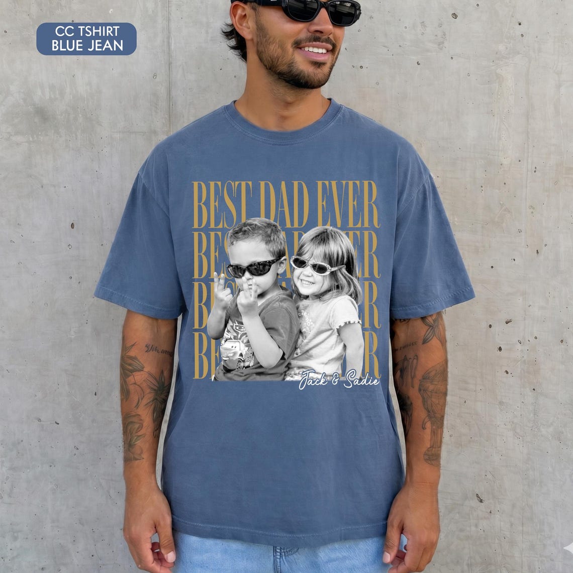 Custom Dad Vintage Photo Shirt: Personalized Fathers Day Shirt With Kids Photo, Funny Dad Shirt, Best Dad Ever Shirt