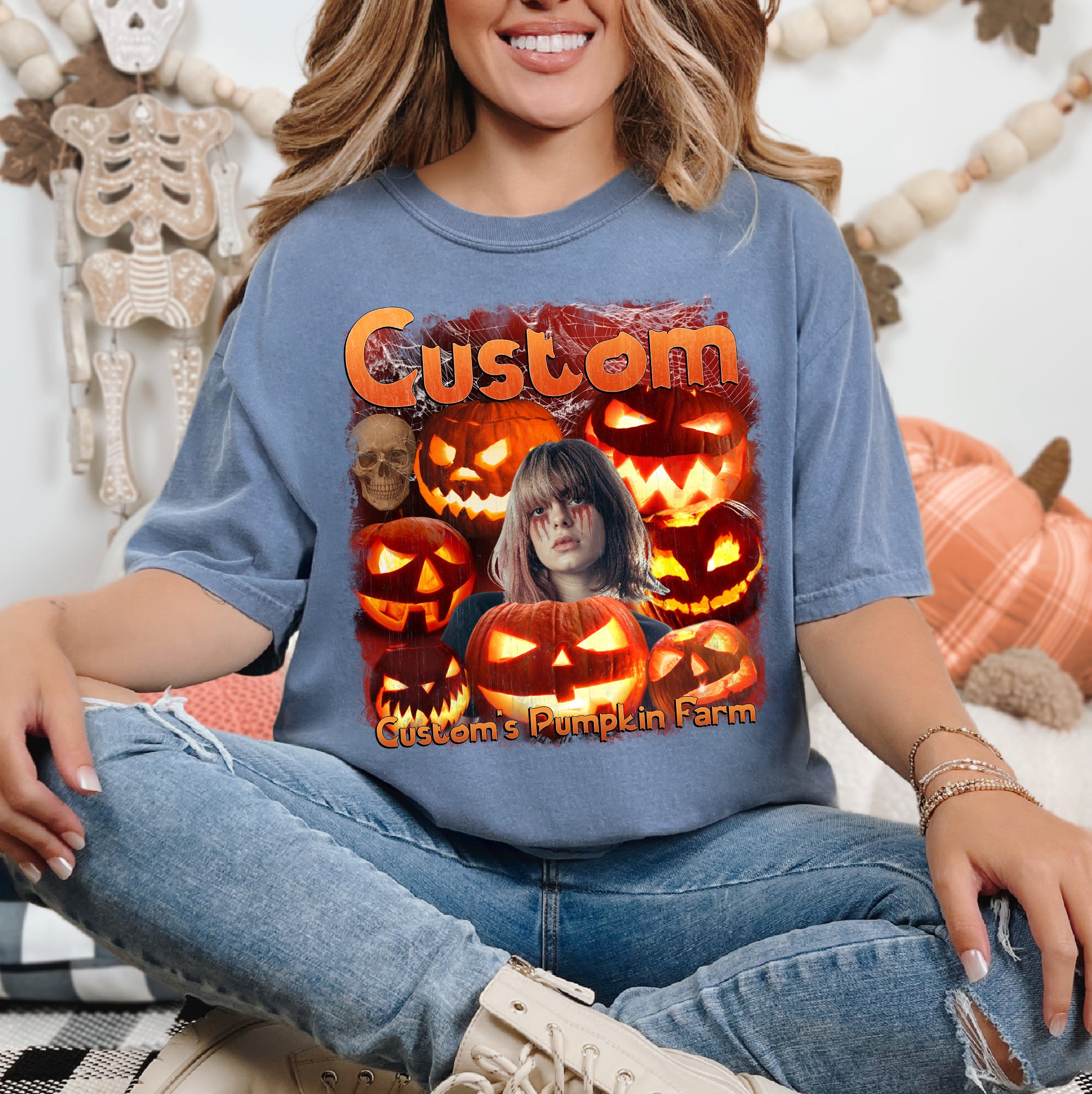 Custom Haunted Pumpkin Shirt – Creepy Comfort Colors Tee