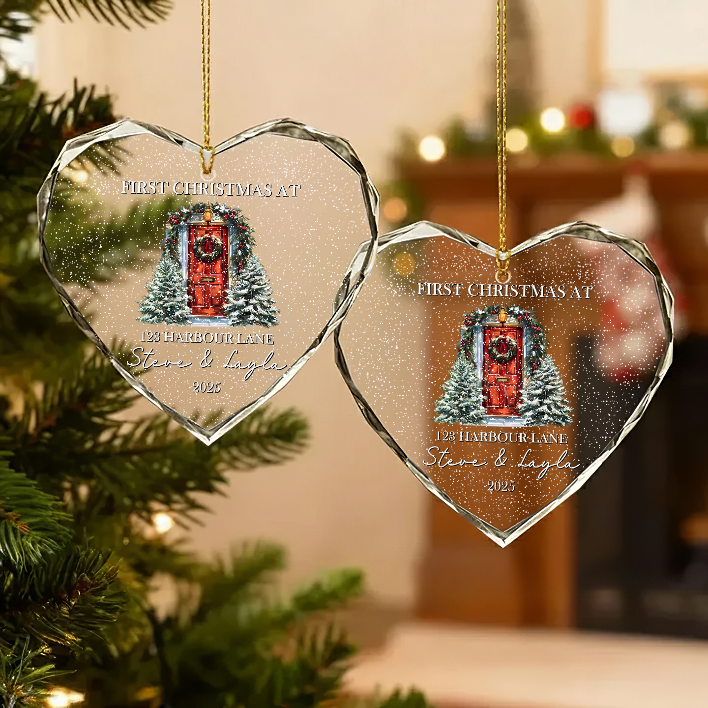 Personalized First Christmas in New Home Ornament – Custom Address & Names Ornament
