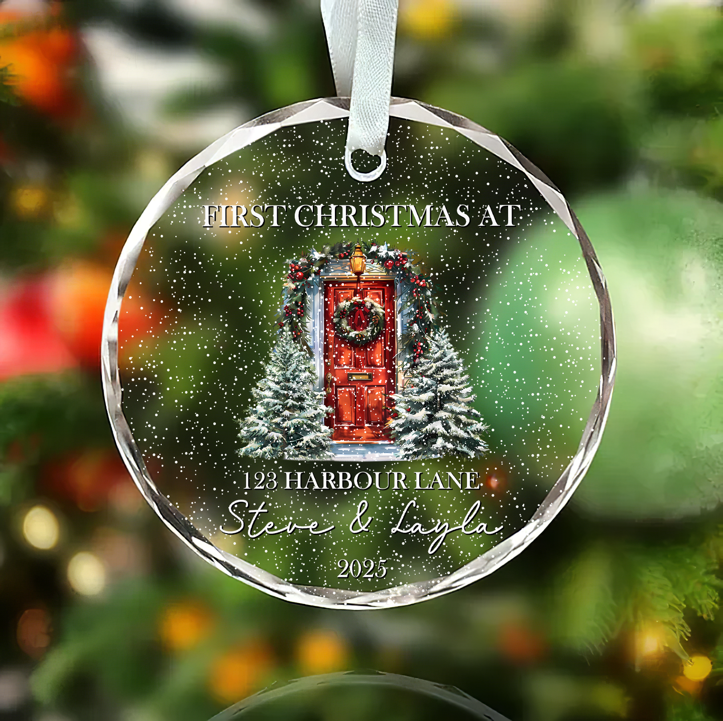 Personalized First Christmas in New Home Ornament – Custom Address & Names Ornament