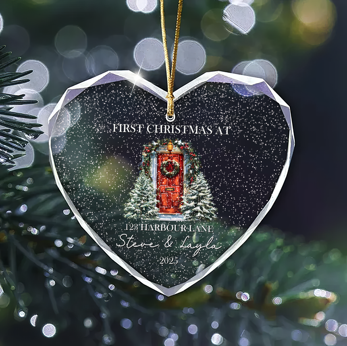 Personalized First Christmas in New Home Ornament – Custom Address & Names Ornament