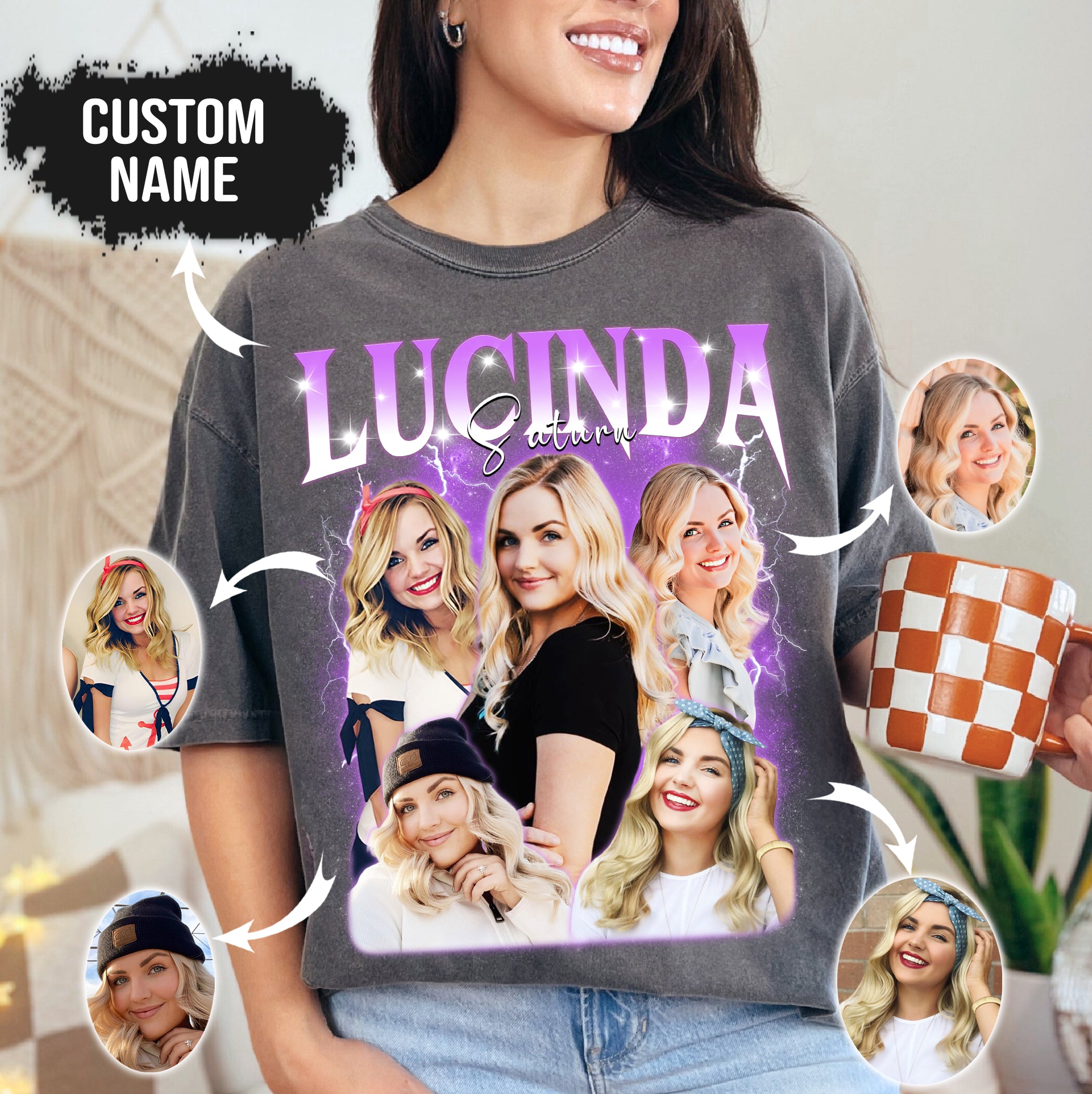 Custom Comfort Colors Shirt – Personalized Photo Collage Gift for Wife or Girlfriend