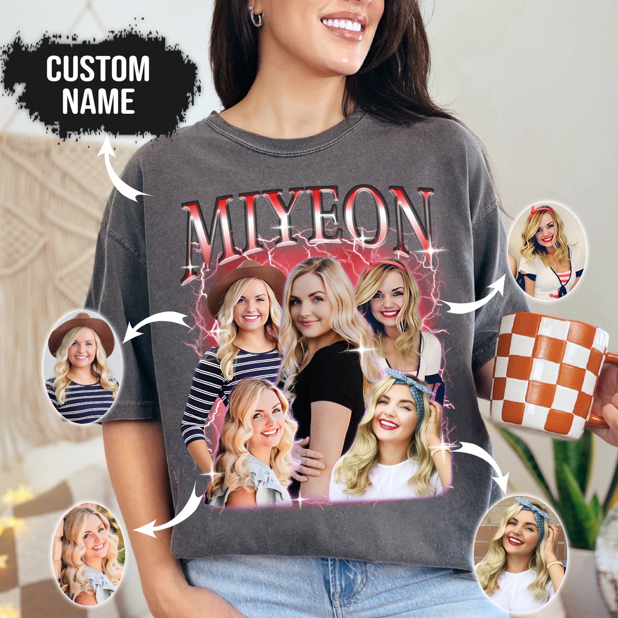Custom Photo Shirt for Wife or Mom – Comfort Colors Vintage Style Gift for Her