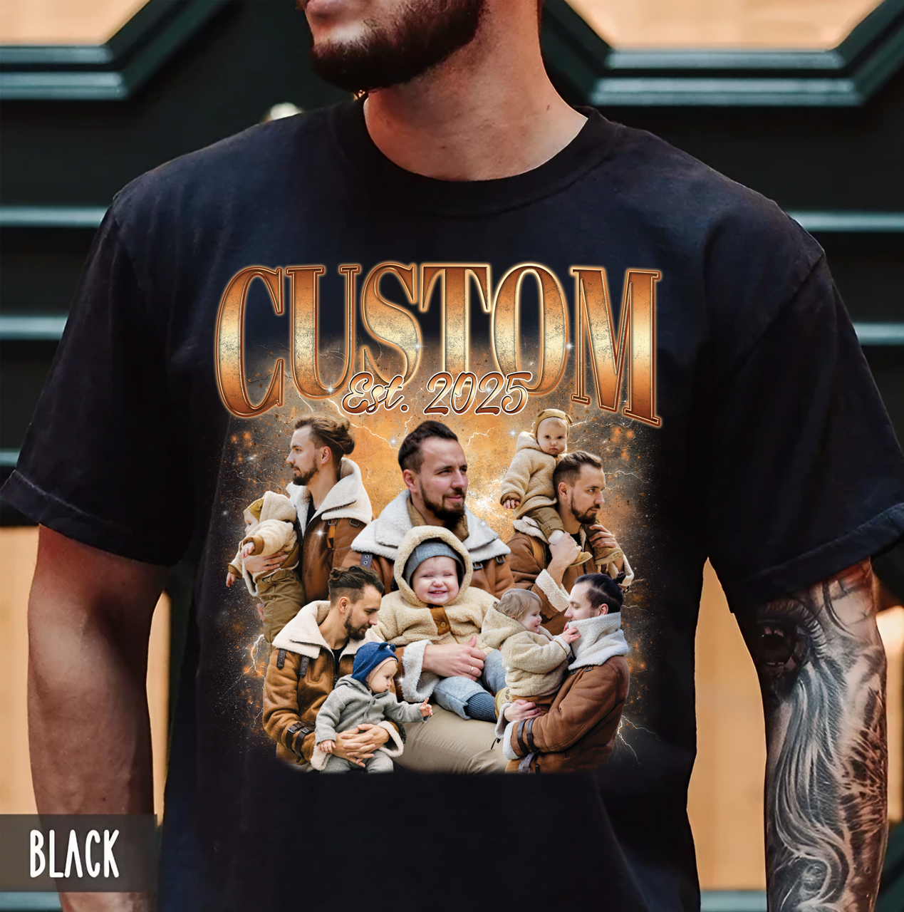 Custom Dad and Daughter Shirt – Vintage Photo Collage Family Tee