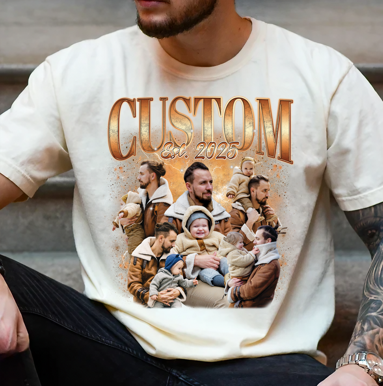 Custom Dad and Daughter Shirt – Vintage Photo Collage Family Tee