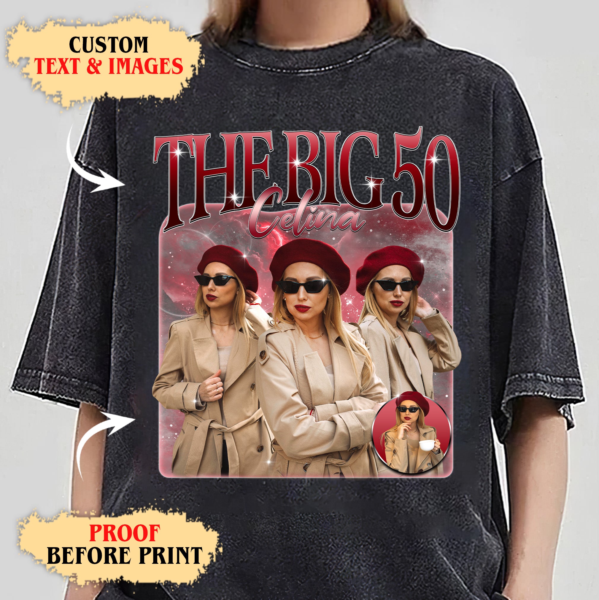 The Big 50 Birthday Graphic Tee - Custom Retro Photo T-Shirts