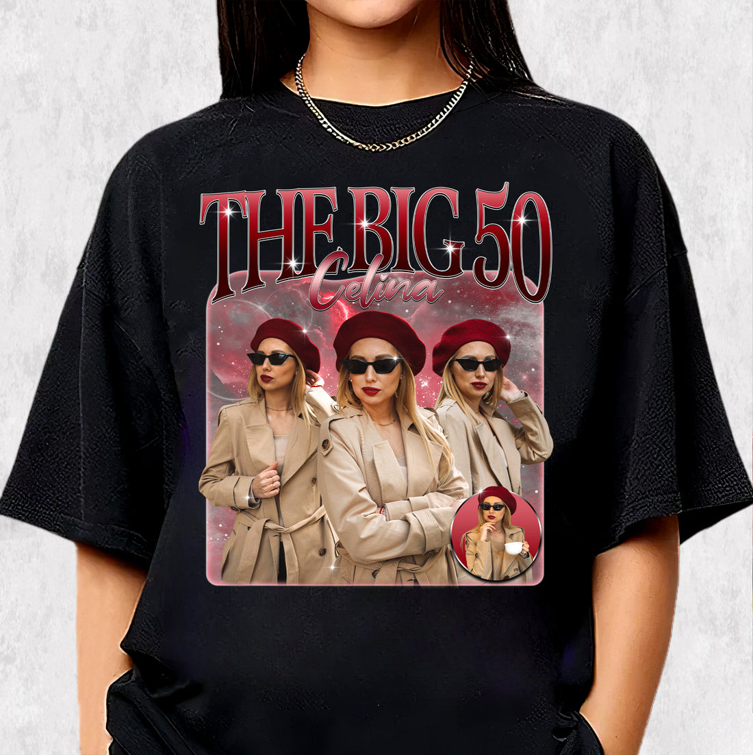The Big 50 Birthday Graphic Tee - Custom Retro Photo T-Shirts