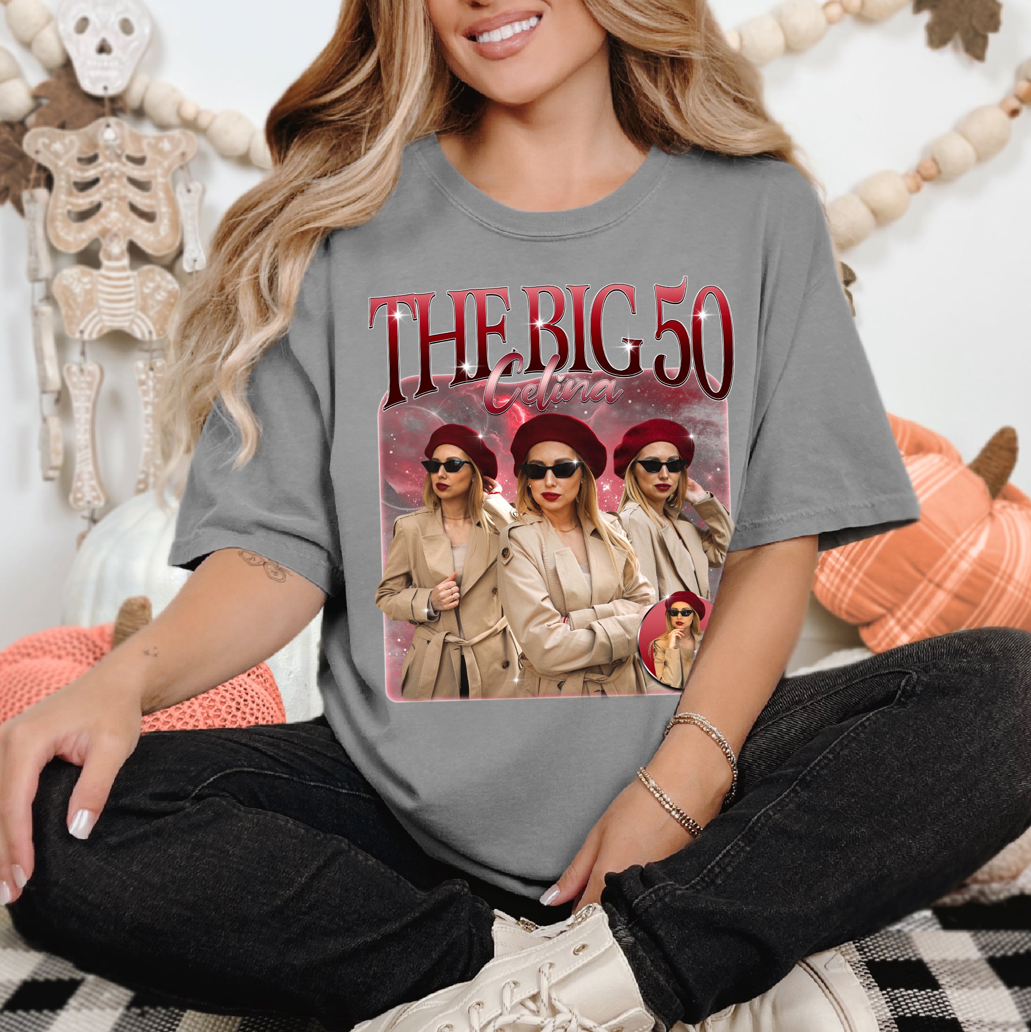 The Big 50 Birthday Graphic Tee - Custom Retro Photo T-Shirts