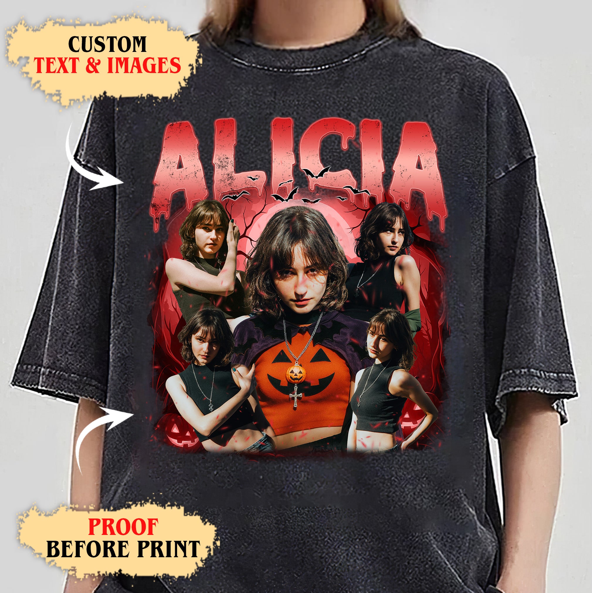 Spooky Red Glow Halloween Tee – Personalized Comfort Colors Shirt