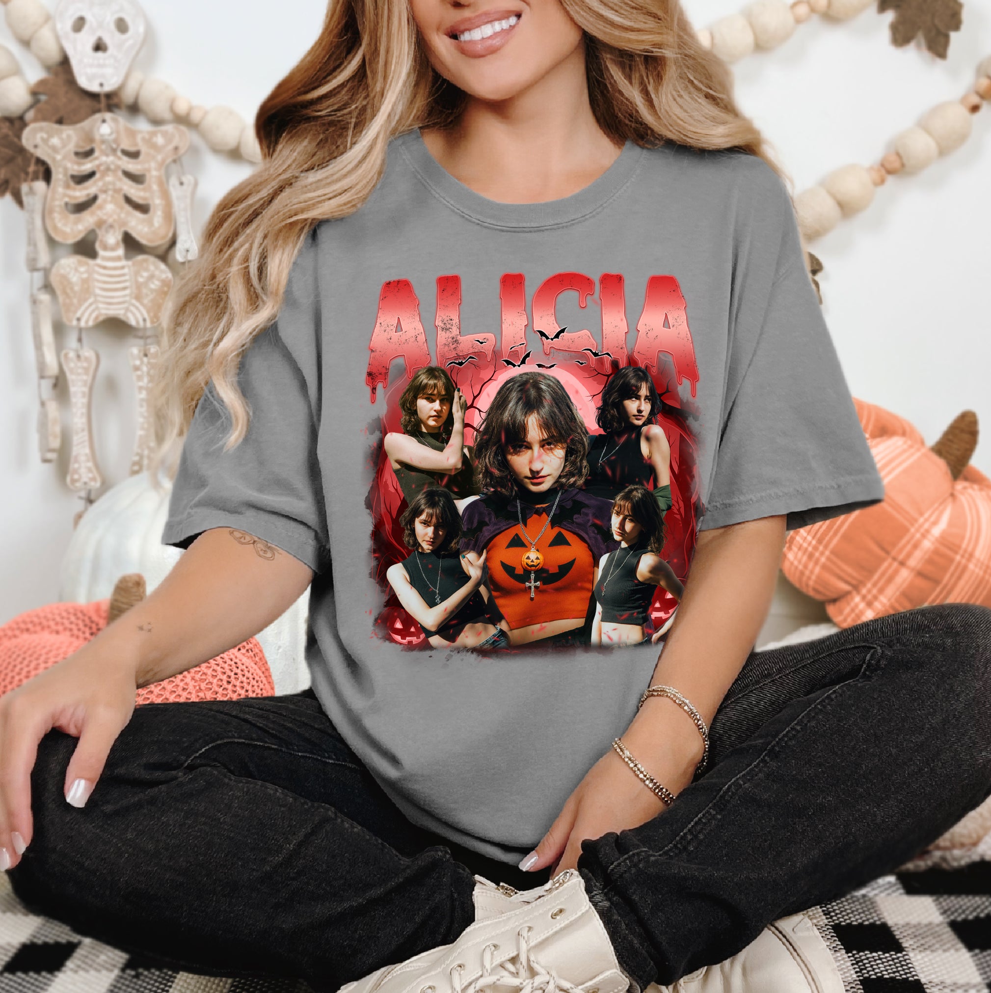 Spooky Red Glow Halloween Tee – Personalized Comfort Colors Shirt
