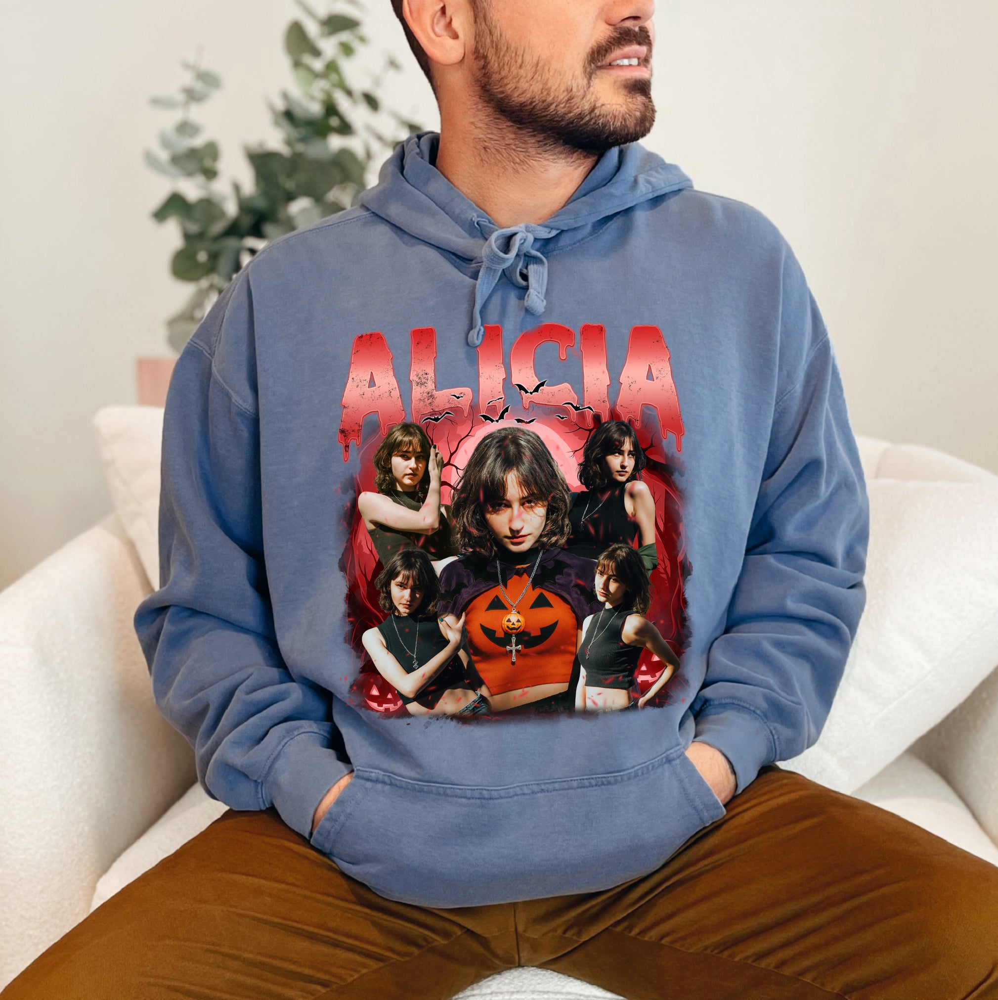 Spooky Red Glow Halloween Tee – Personalized Comfort Colors Shirt