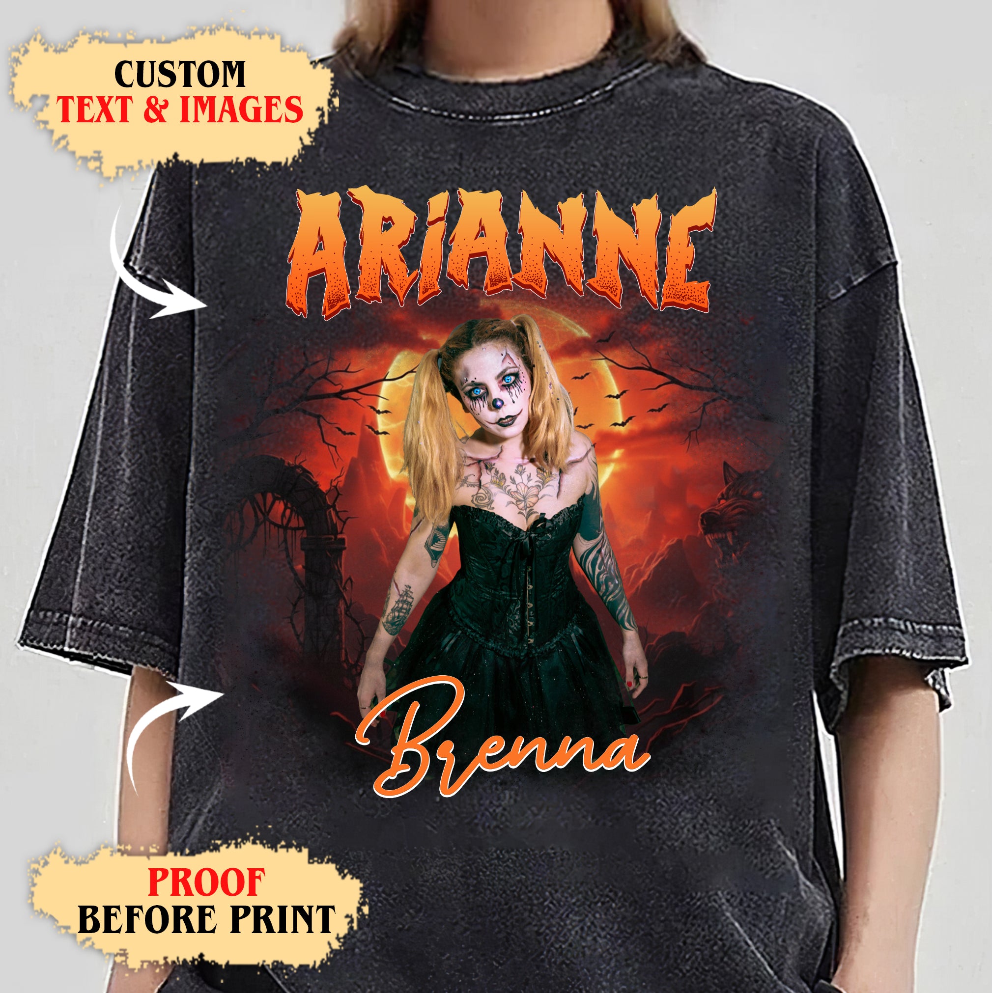 Custom Name Halloween Shirt – Haunted Forest & Scary Clown