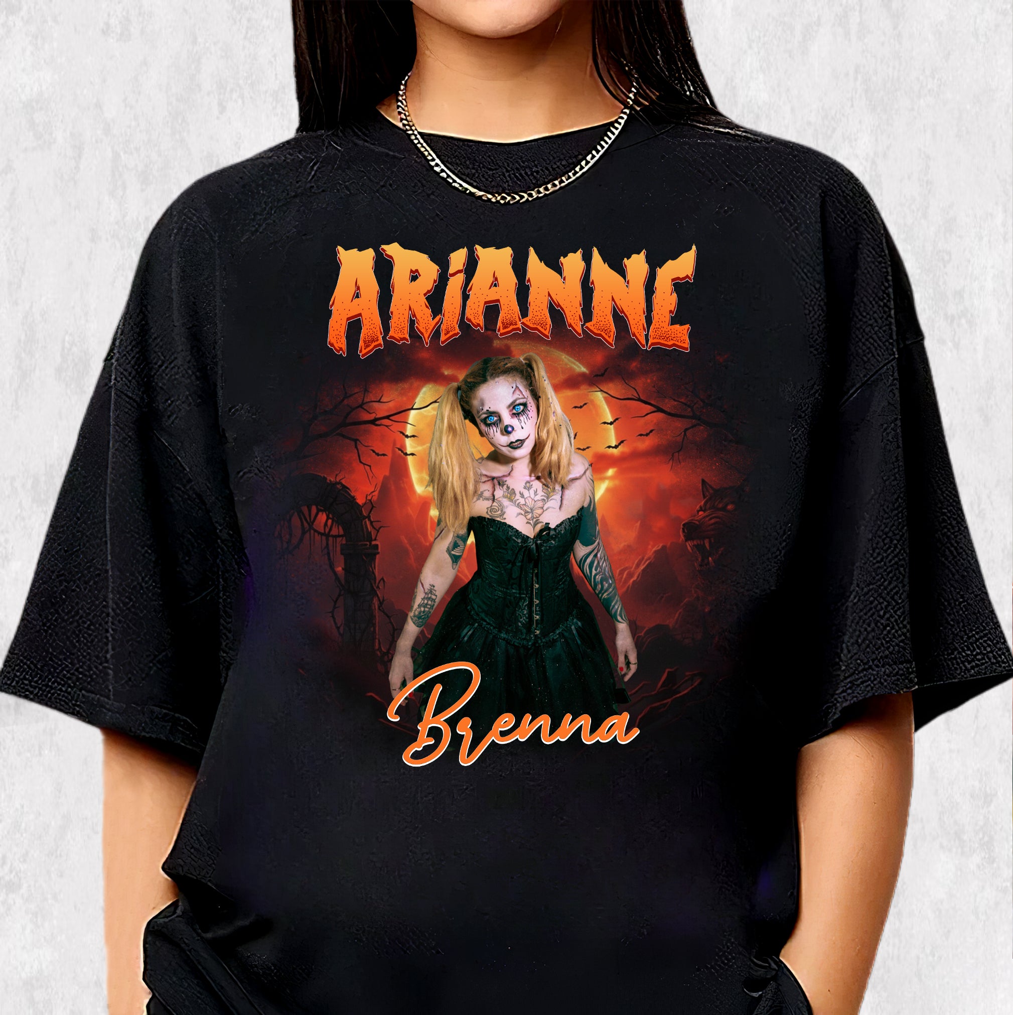 Custom Name Halloween Shirt – Haunted Forest & Scary Clown