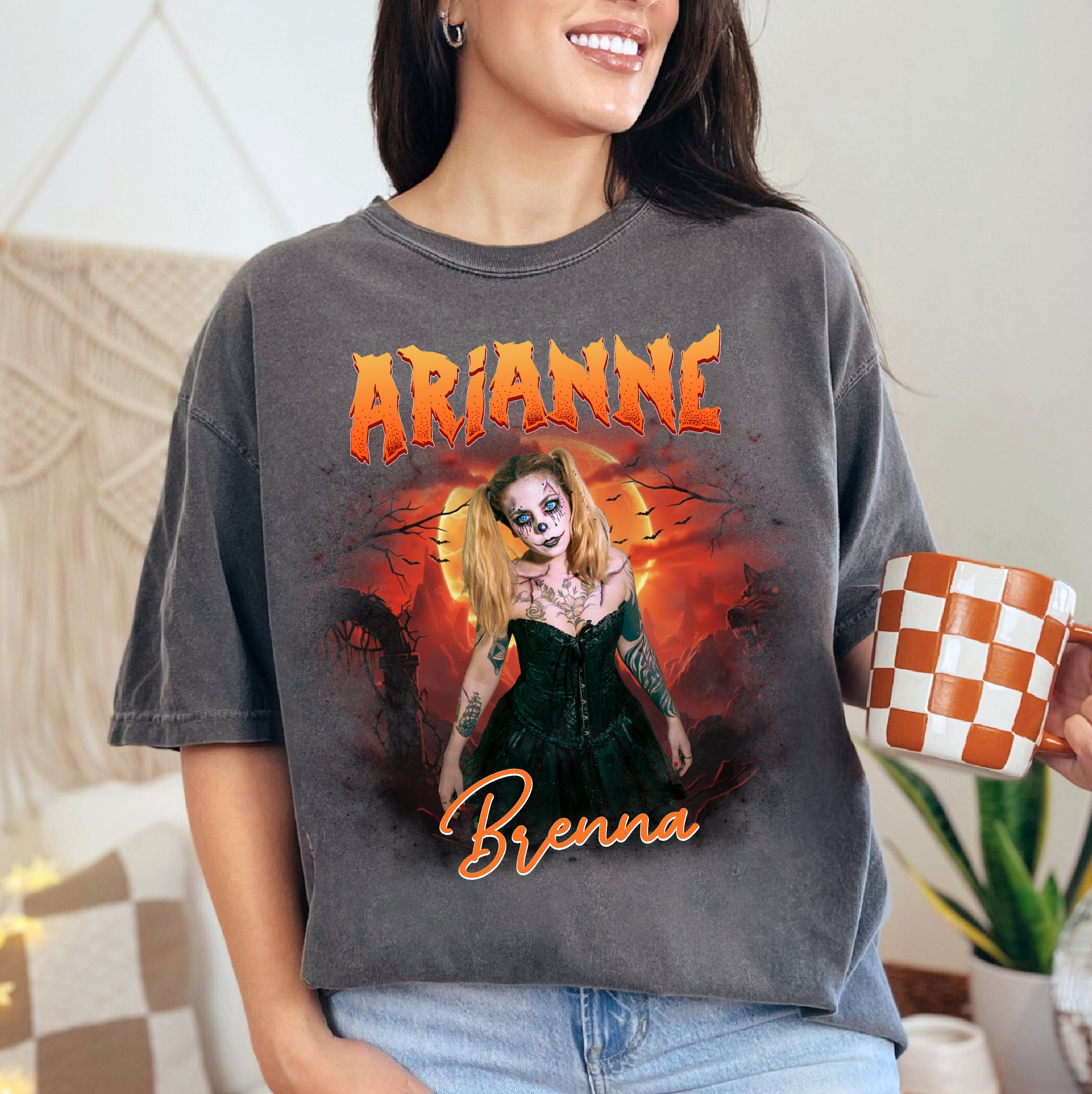 Custom Name Halloween Shirt – Haunted Forest & Scary Clown