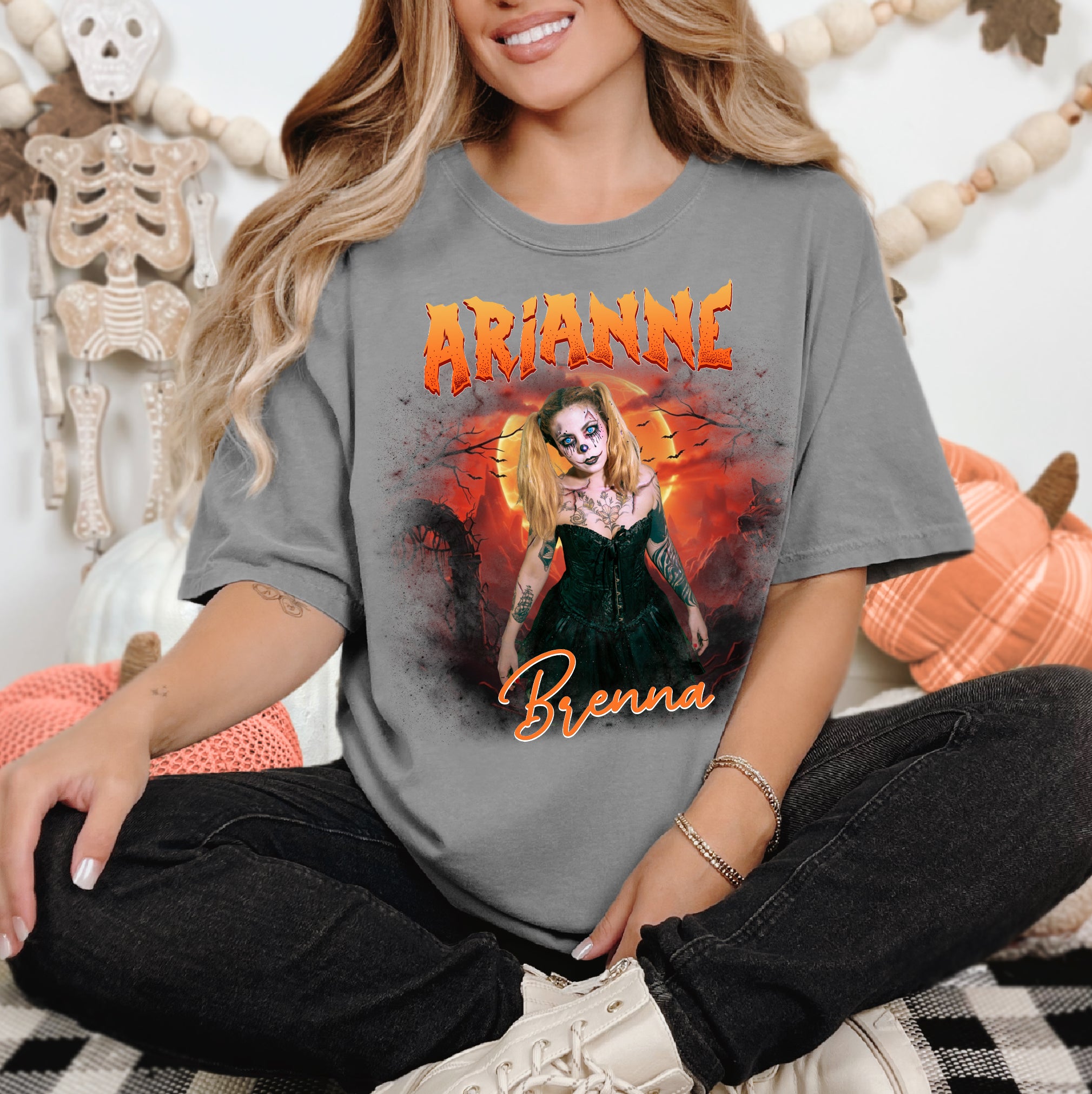 Custom Name Halloween Shirt – Haunted Forest & Scary Clown