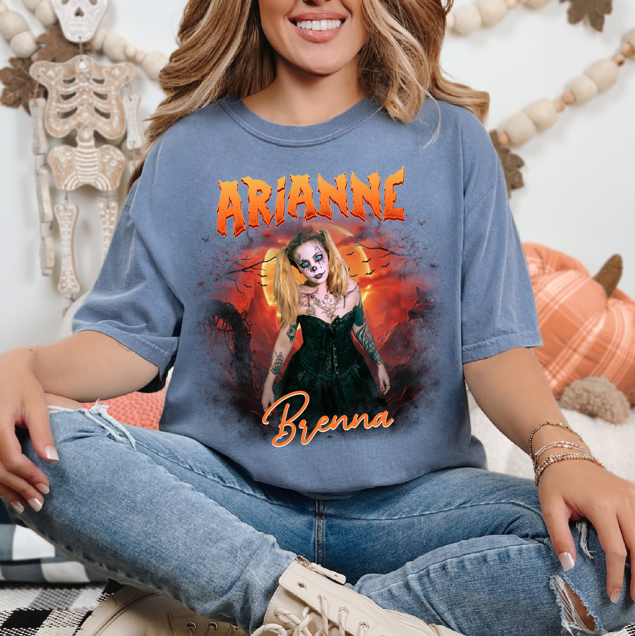 Custom Name Halloween Shirt – Haunted Forest & Scary Clown
