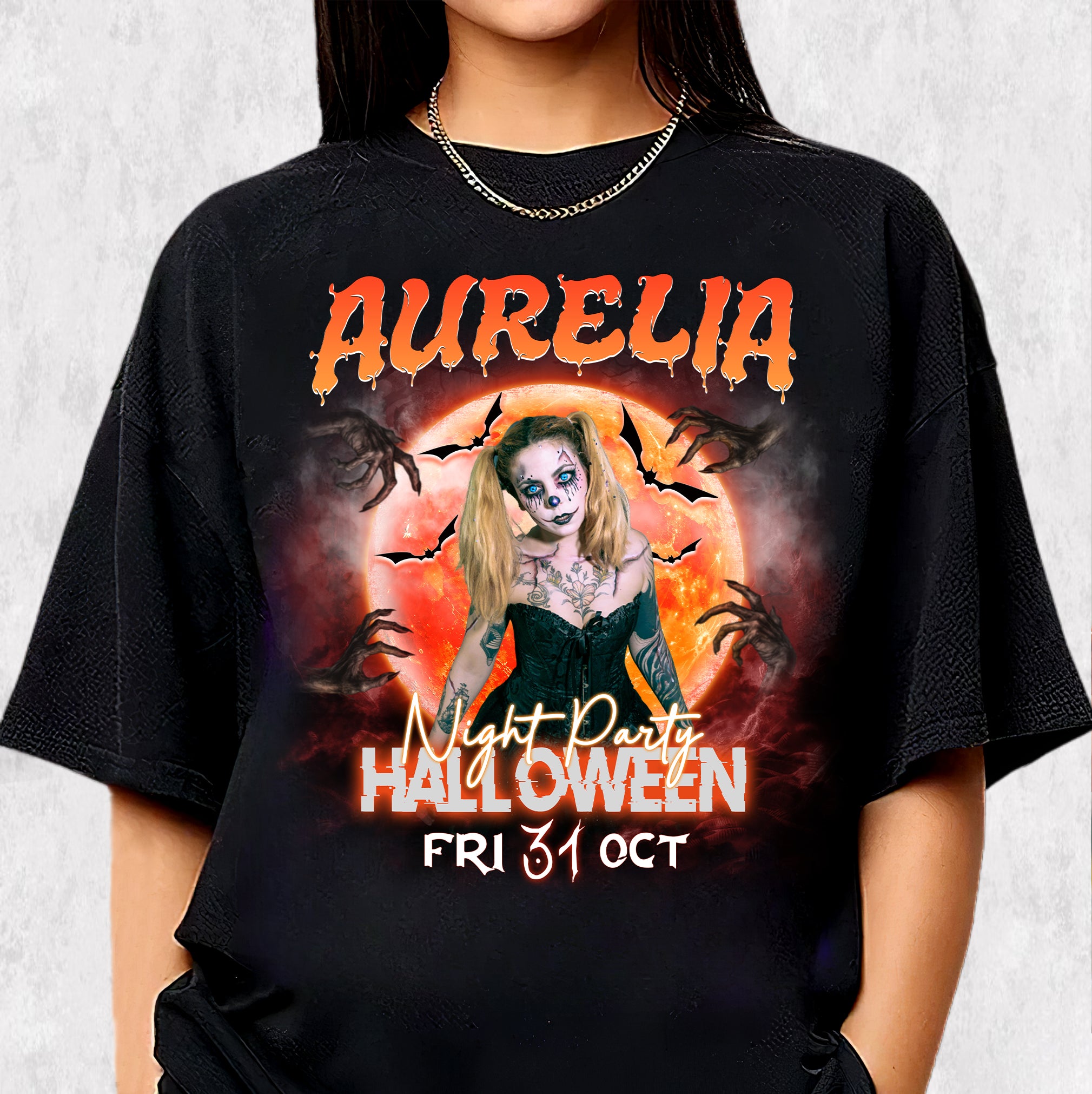 Custom Halloween Party Shirt – Creepy Clown & Haunted Night Design