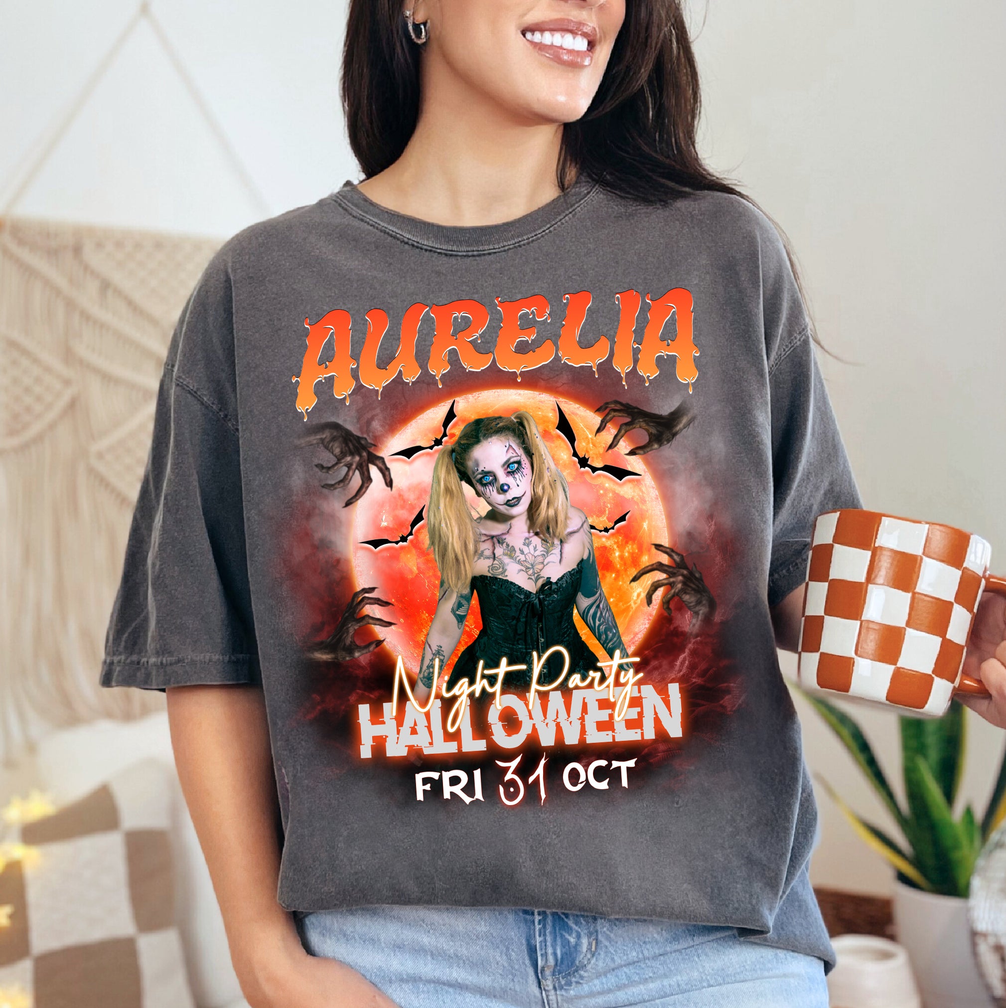 Custom Halloween Party Shirt – Creepy Clown & Haunted Night Design