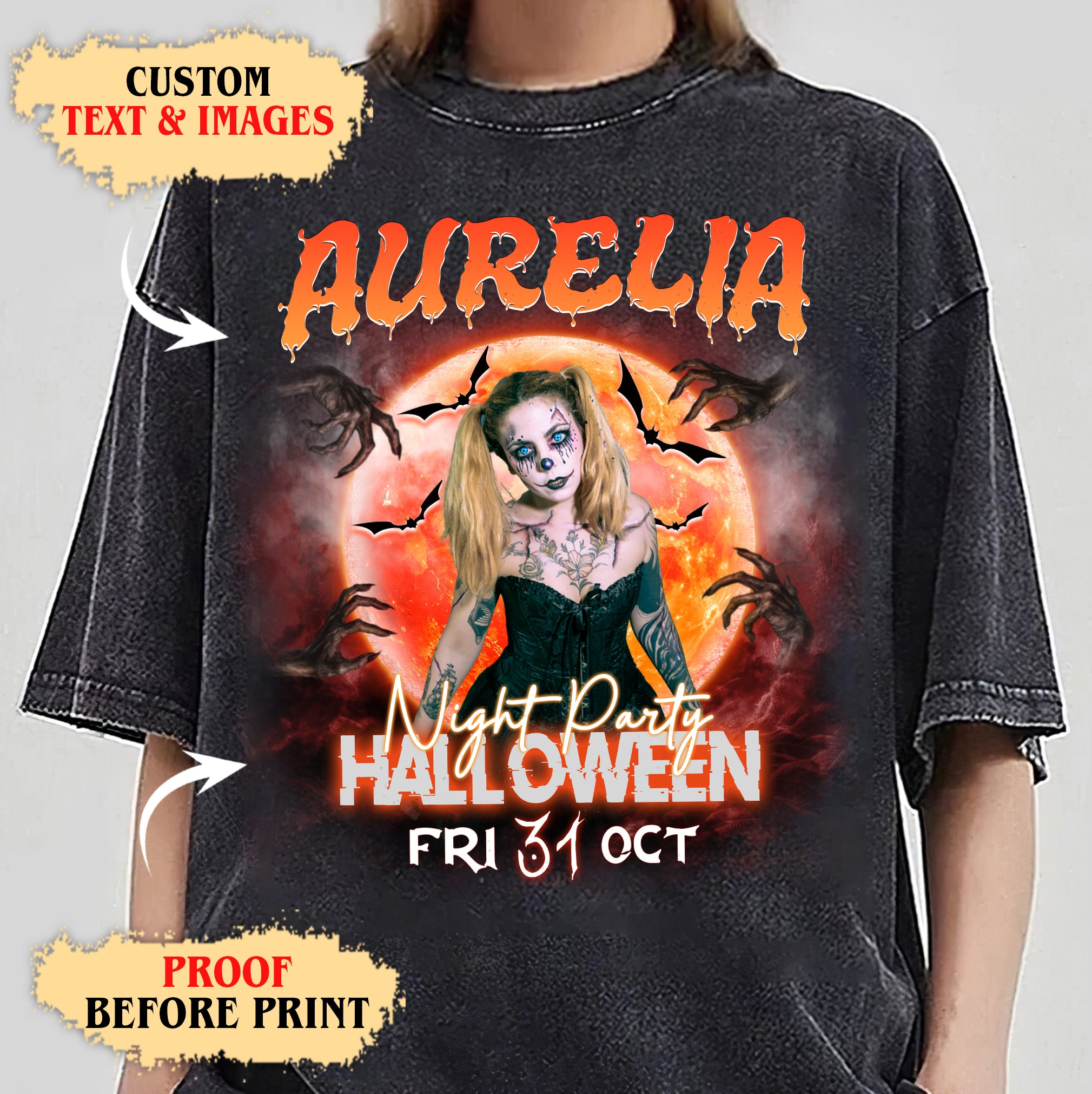 Custom Halloween Party Shirt – Creepy Clown & Haunted Night Design