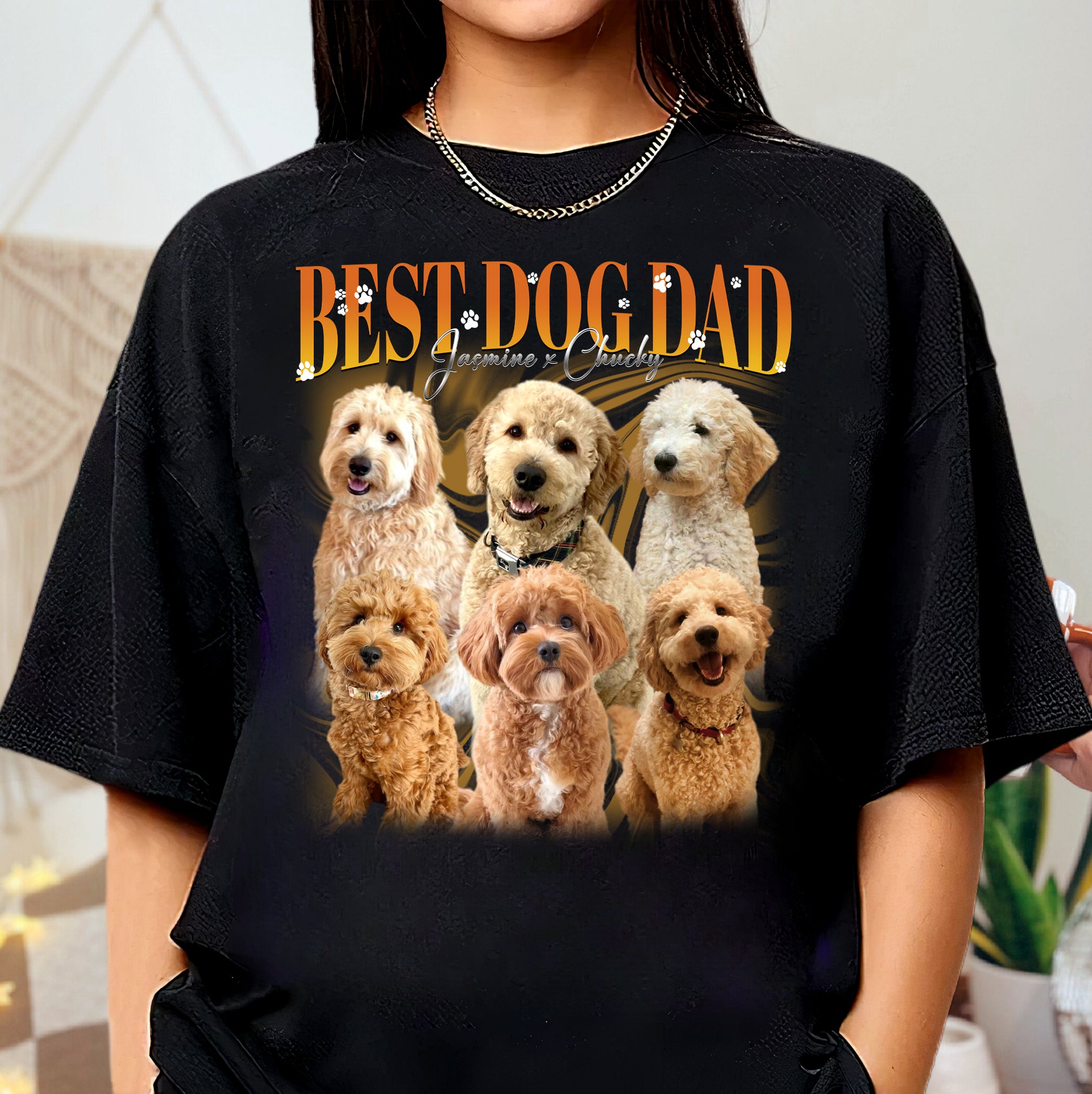 Retro Best Dog Dad Shirt – Custom Dog Face Graphic Tee
