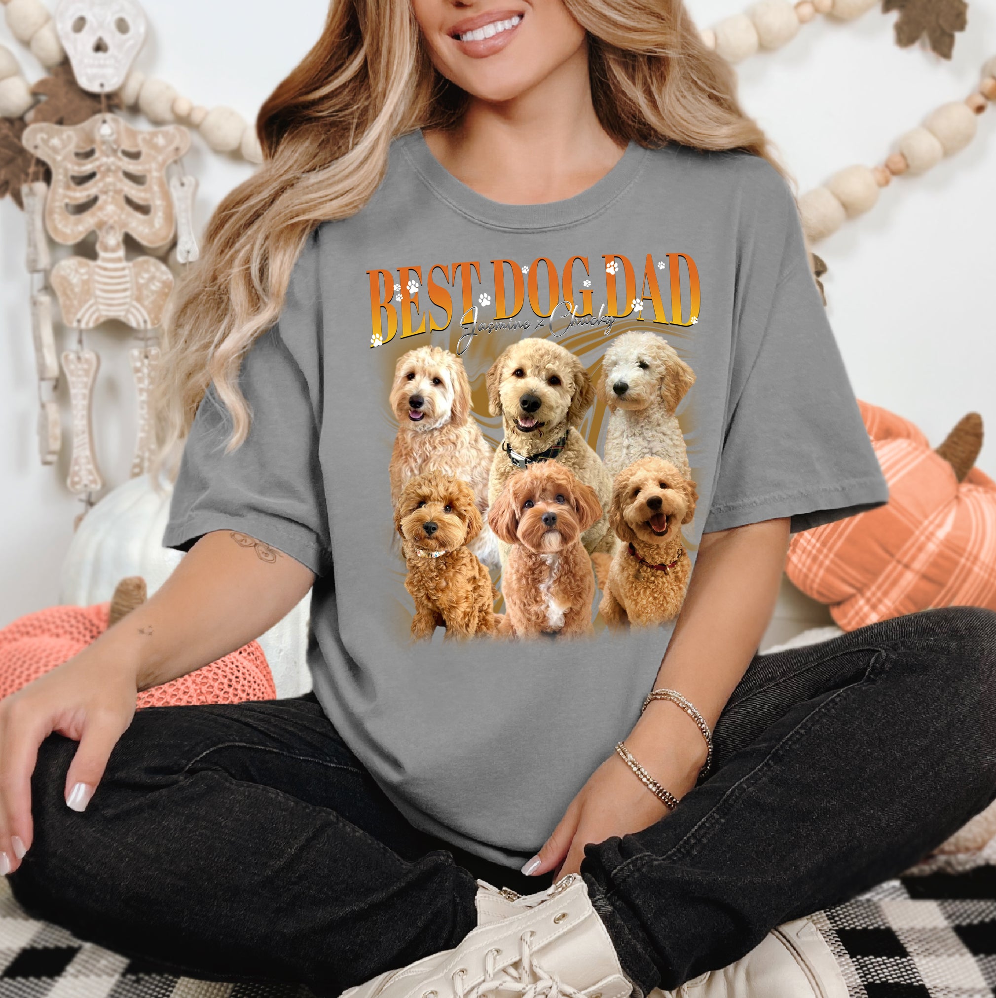 Retro Best Dog Dad Shirt – Custom Dog Face Graphic Tee