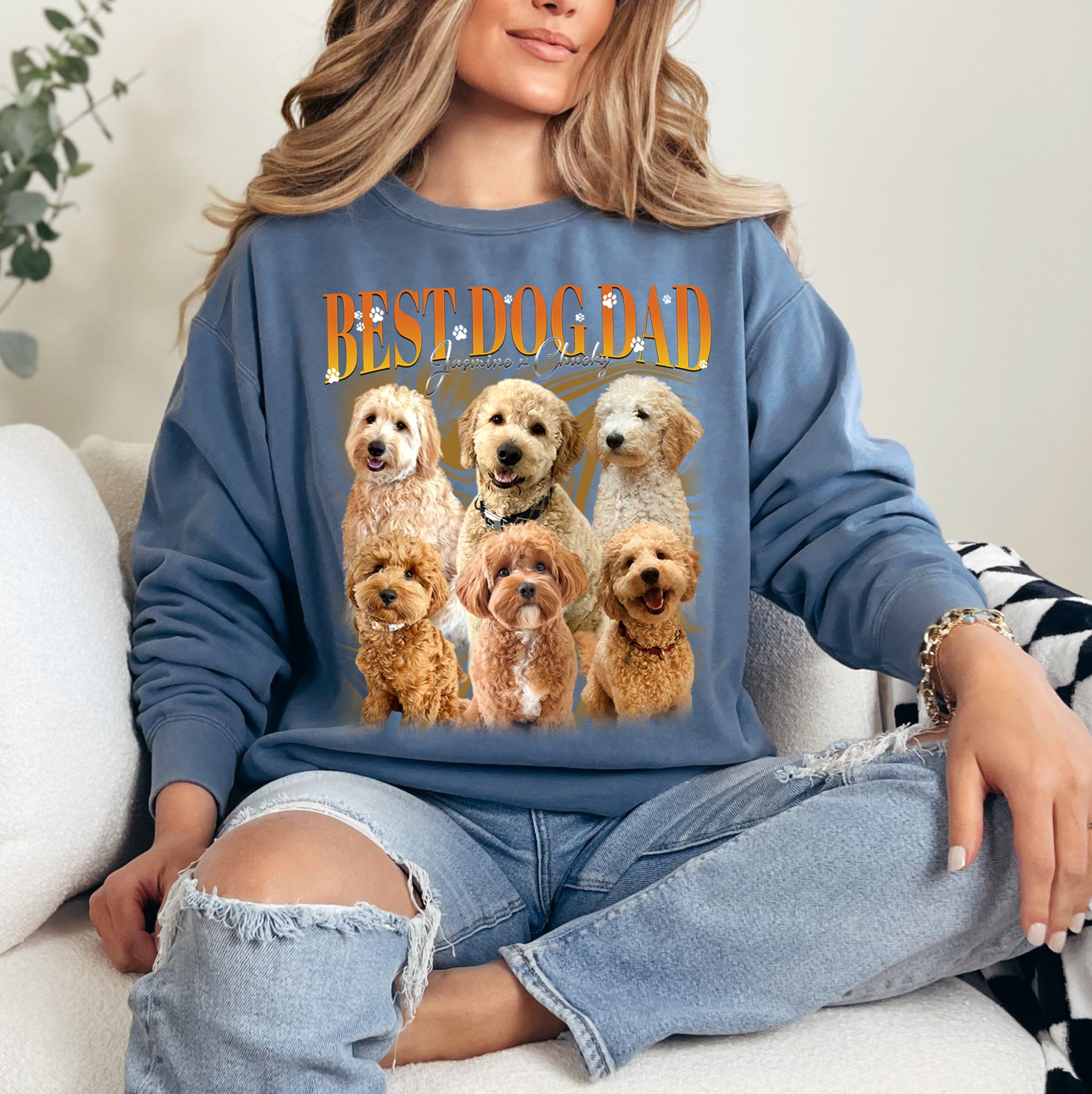 Retro Best Dog Dad Shirt – Custom Dog Face Graphic Tee