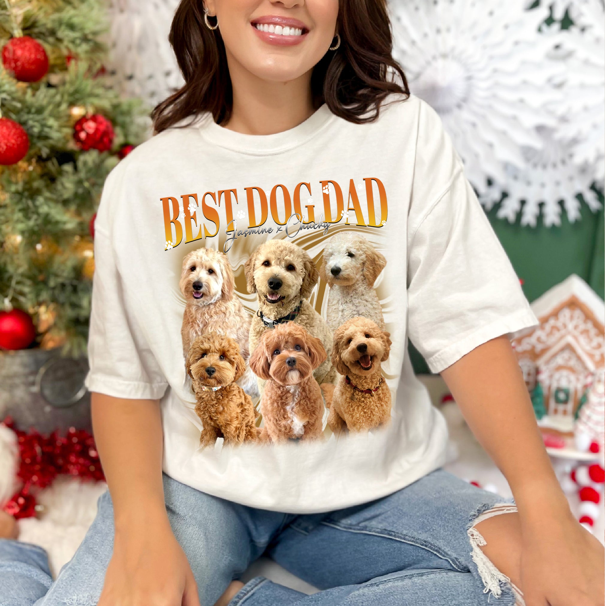 Retro Best Dog Dad Shirt – Custom Dog Face Graphic Tee