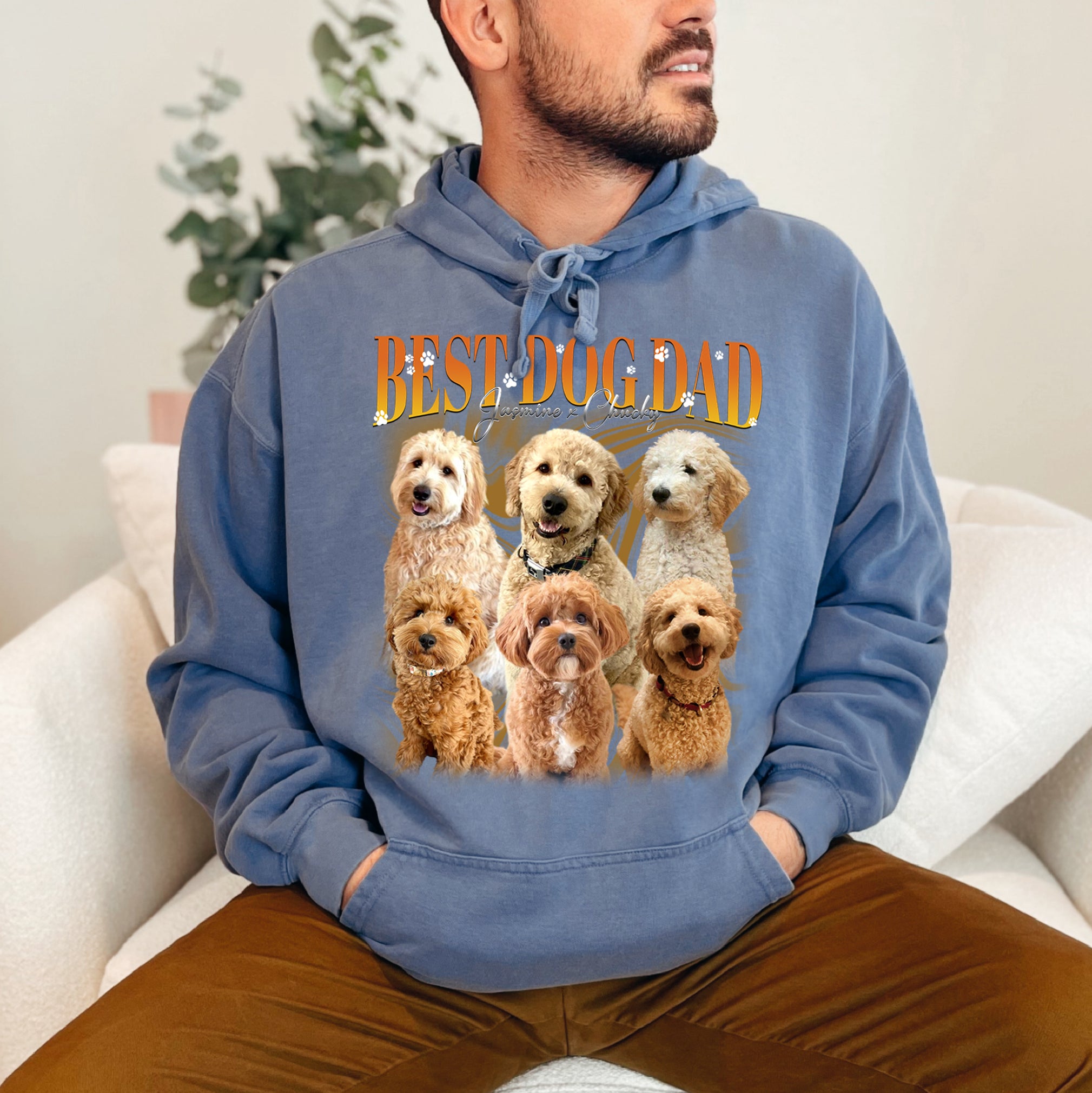 Retro Best Dog Dad Shirt – Custom Dog Face Graphic Tee