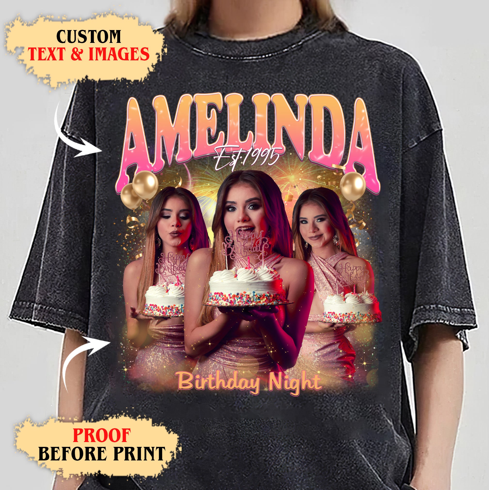 Custom Birthday Night T-Shirt – Personalized Name & Photo Party Tee