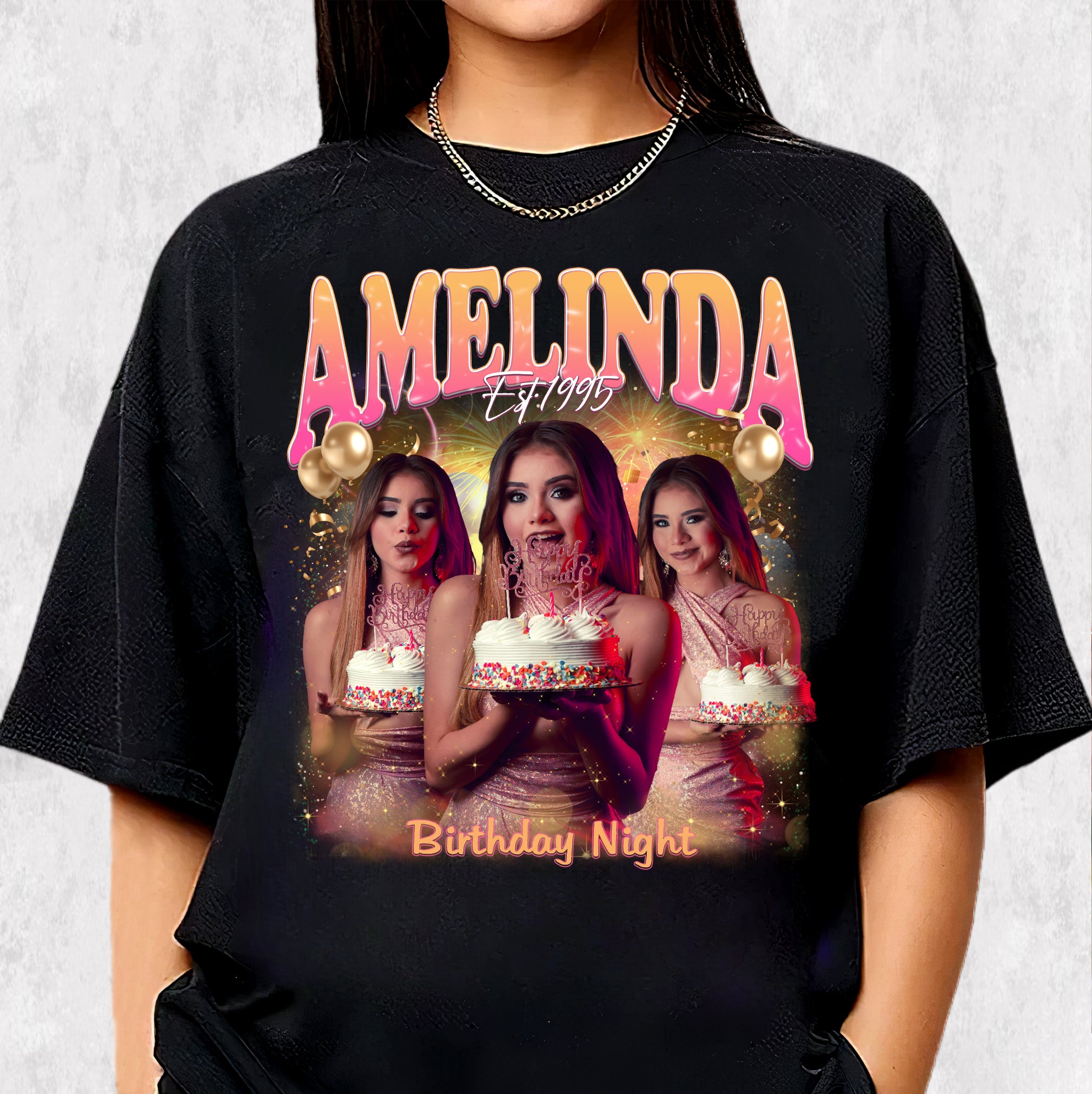 Custom Birthday Night T-Shirt – Personalized Name & Photo Party Tee