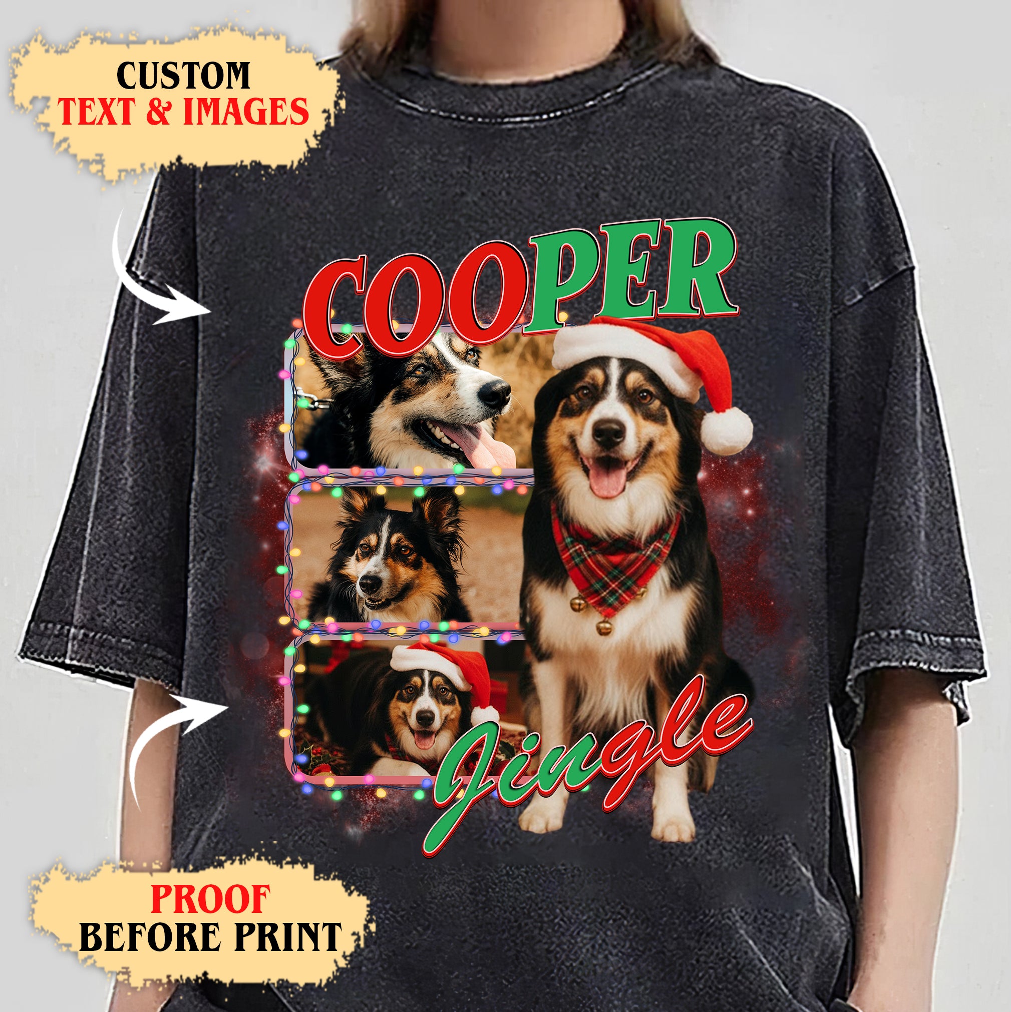 Custom Dog Photo Tee – Unique Christmas T-Shirts for Pet Lovers