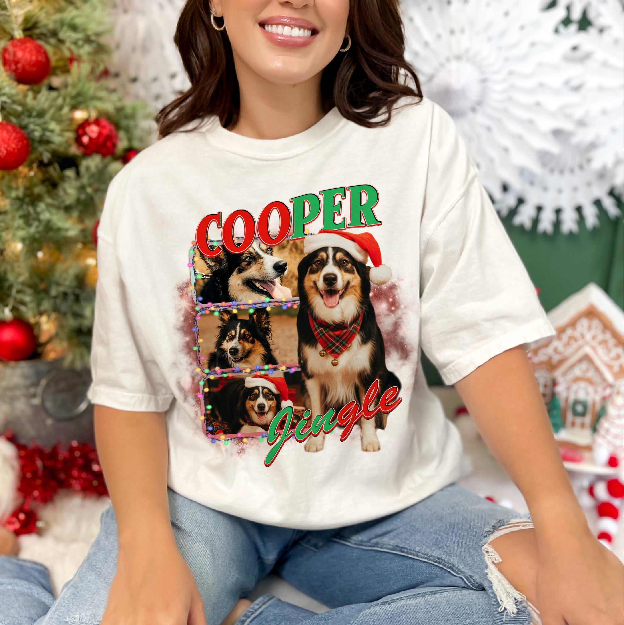 Custom Dog Photo Tee – Unique Christmas T-Shirts for Pet Lovers