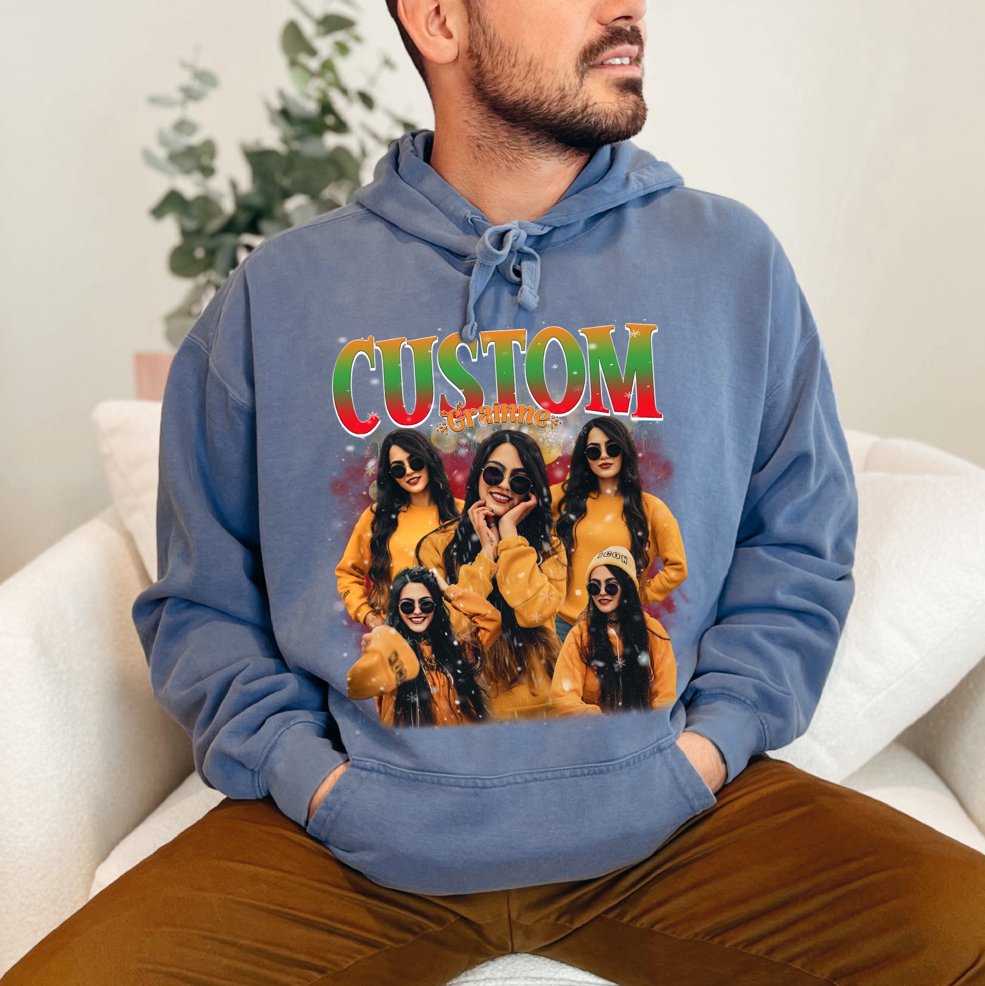 Holiday Custom Portrait Tee - Christmas Photo Collage T-Shirts Gift