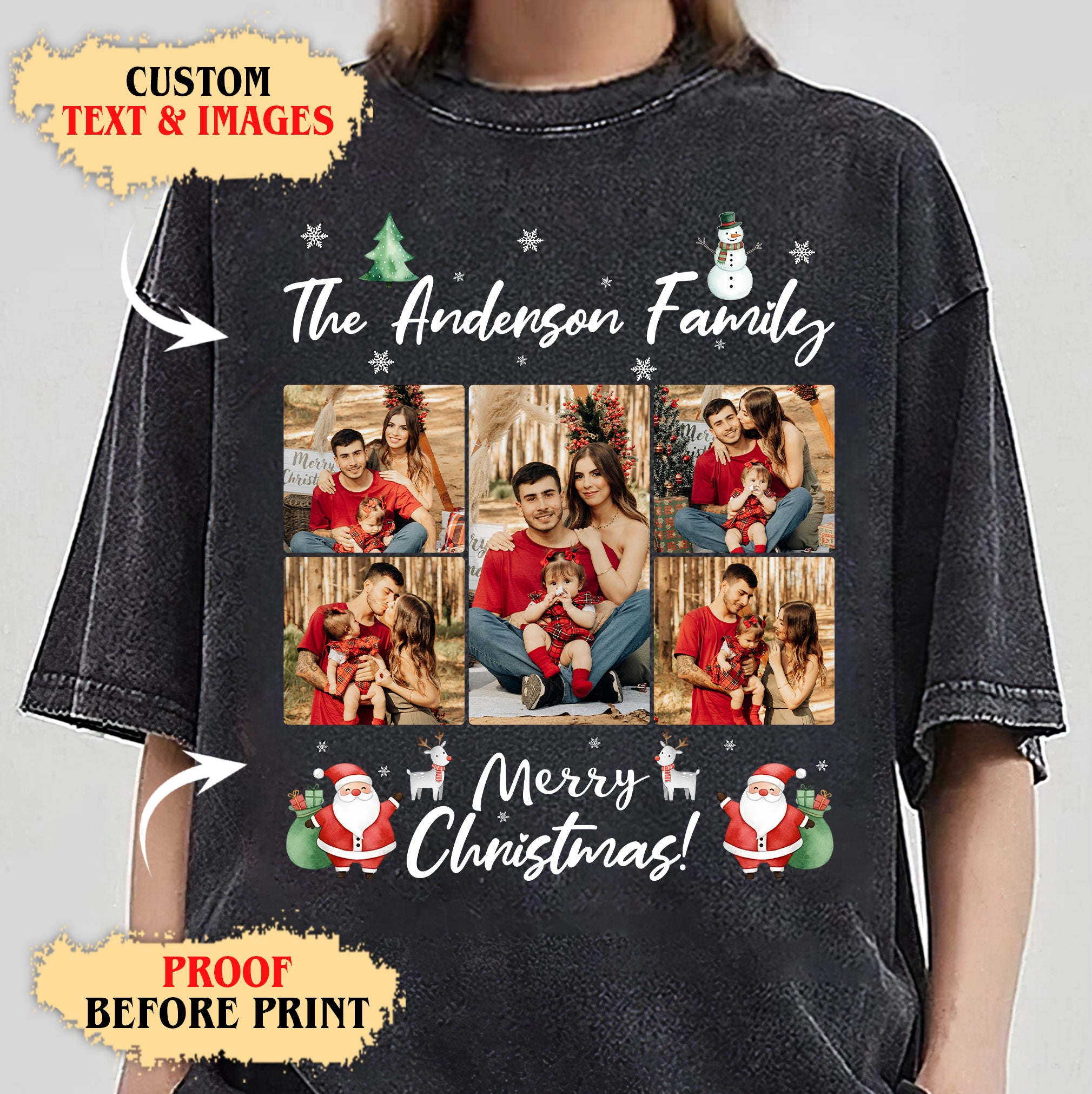 Custom Family Christmas Tee - Personalized Photo Merry Christmas T-Shirts