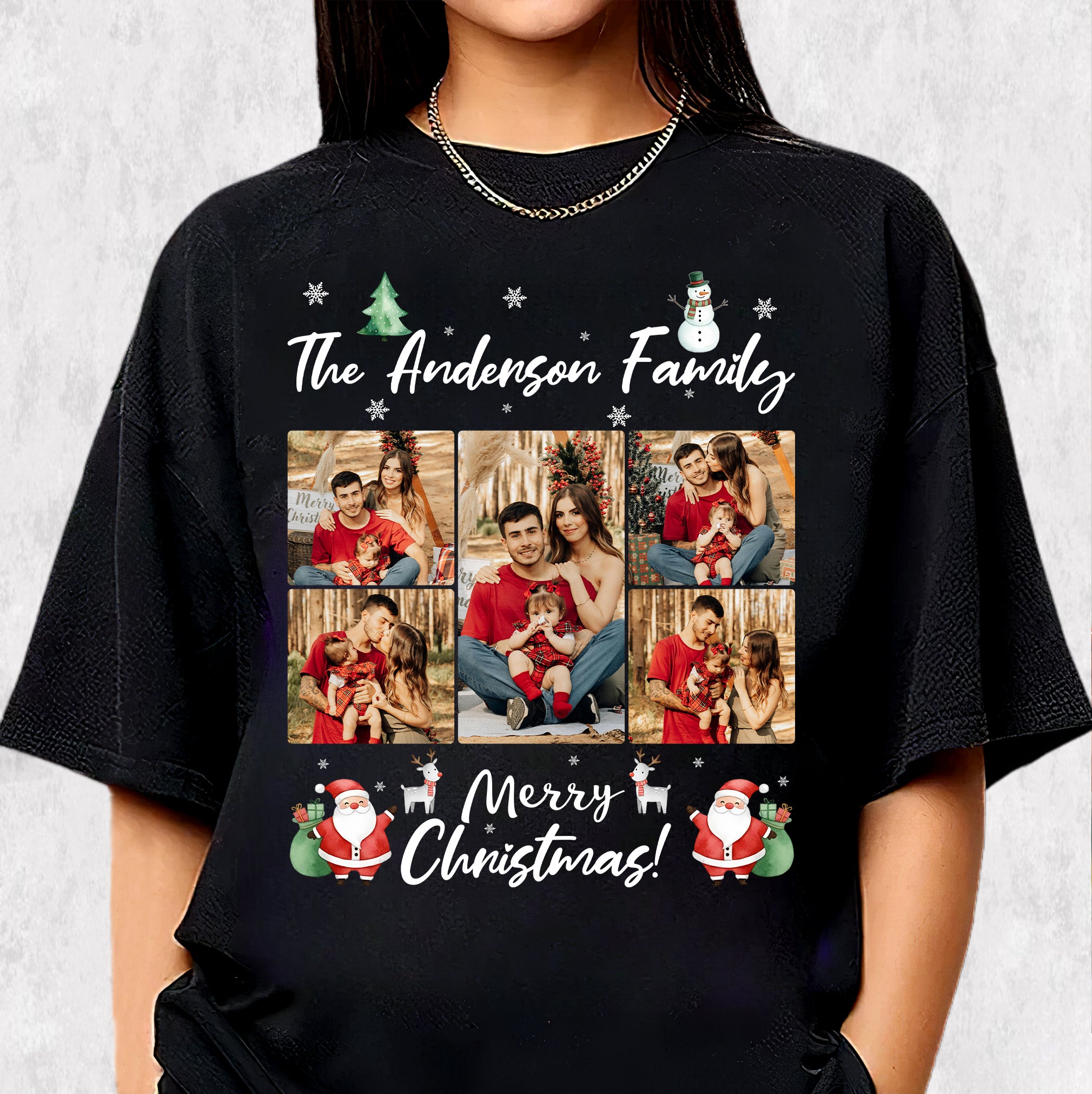 Custom Family Christmas Tee - Personalized Photo Merry Christmas T-Shirts