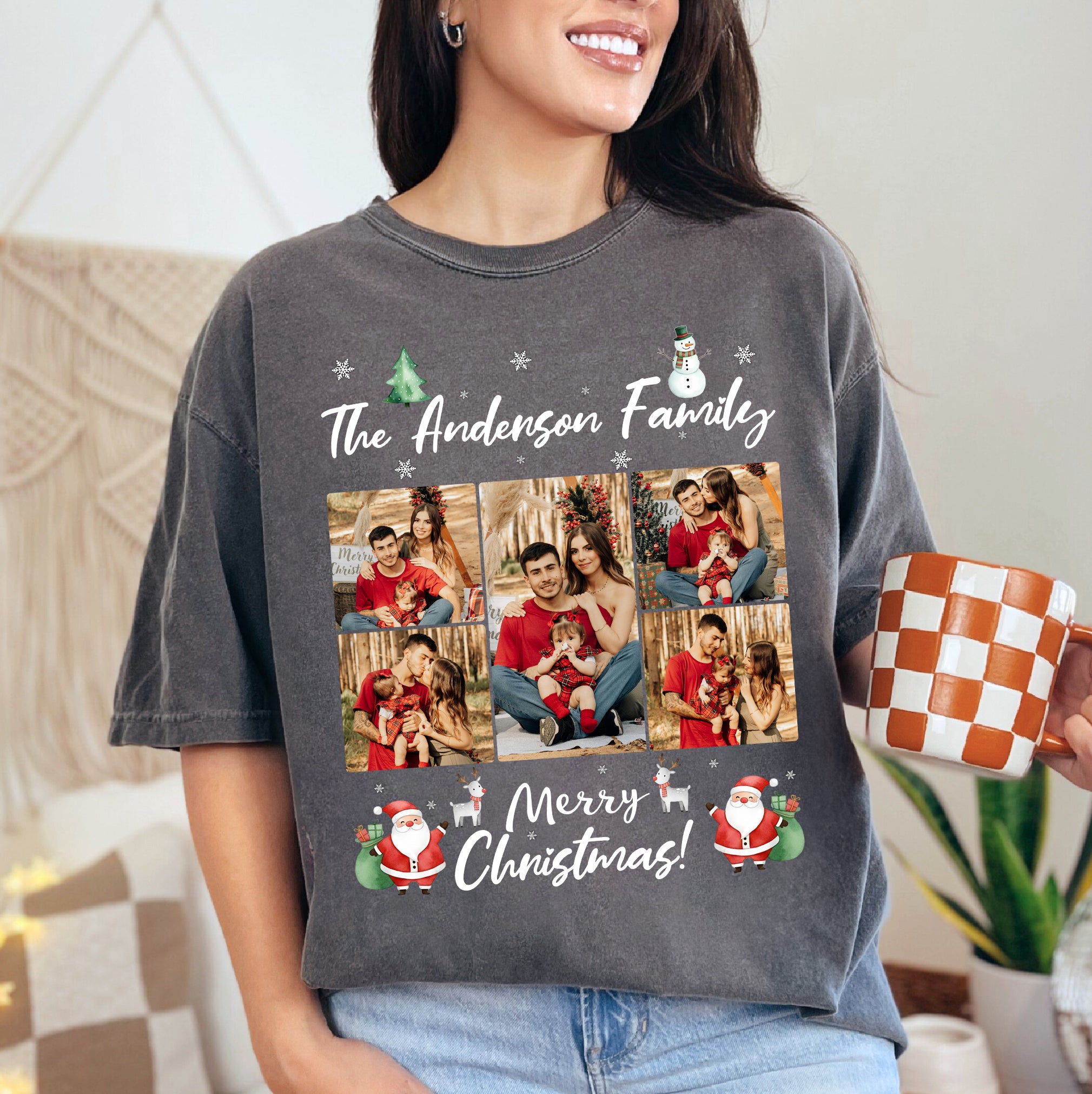 Custom Family Christmas Tee - Personalized Photo Merry Christmas T-Shirts
